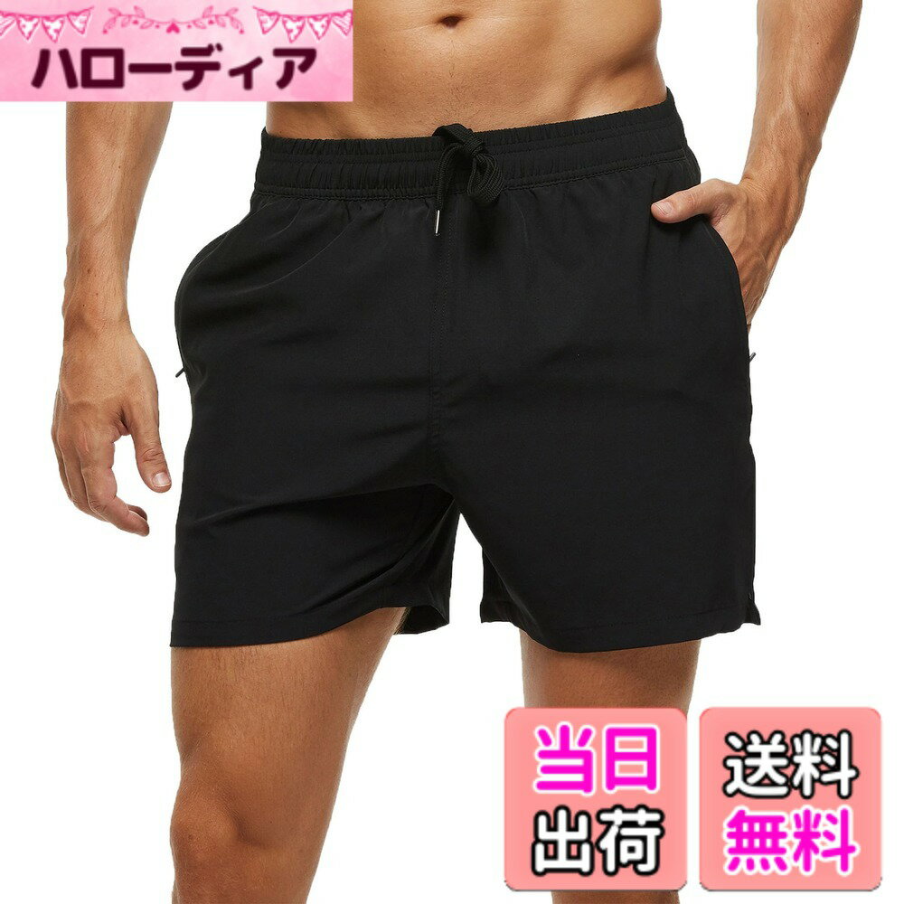 【送料無料】[Hyzhwl] 水着 メンズ 海水パンツ ショートパンツ 短パン サーフパンツ 速乾 ボードショーツ スイムウェア サウナ水着 水陸両用 メッシュインナー付き 通気 色：ブラック、サイズ：4XL