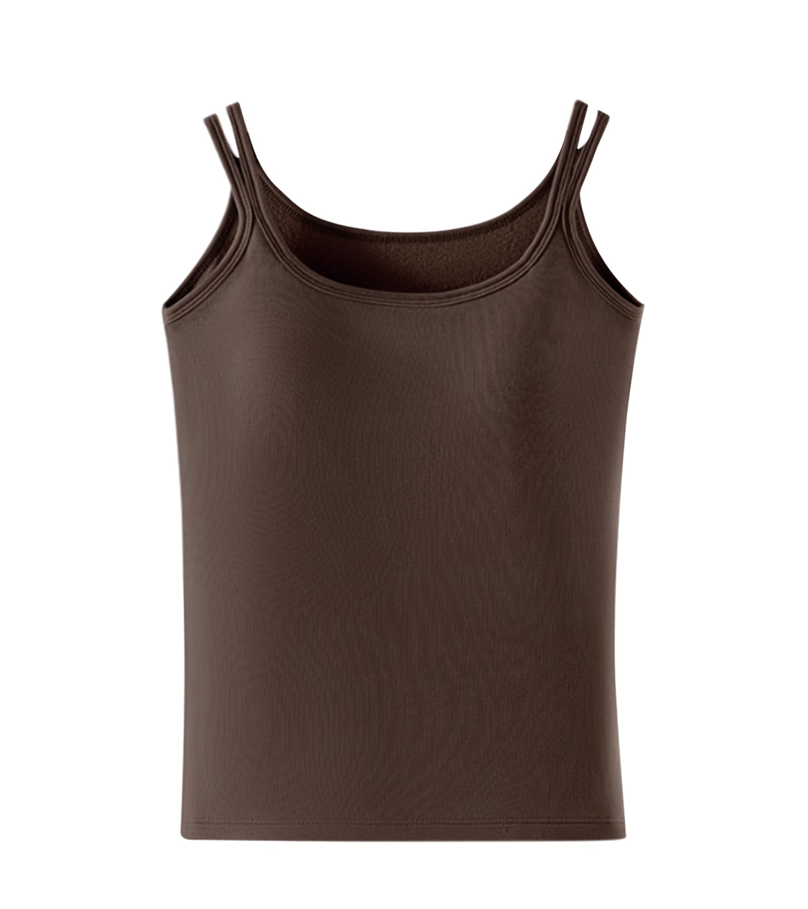 【送料無料】[SIPERLARI] キャミソール 温かい下着 カップ付き ボア付き ヒートインナー 防寒レディース タンクトップ インナーキャミソール 柔らかい・パッド付き ノンワイヤー 柔らかい 伸縮性 抗菌防臭 無地 部屋着 春 秋 冬 色：コーヒー、サイズ：XL