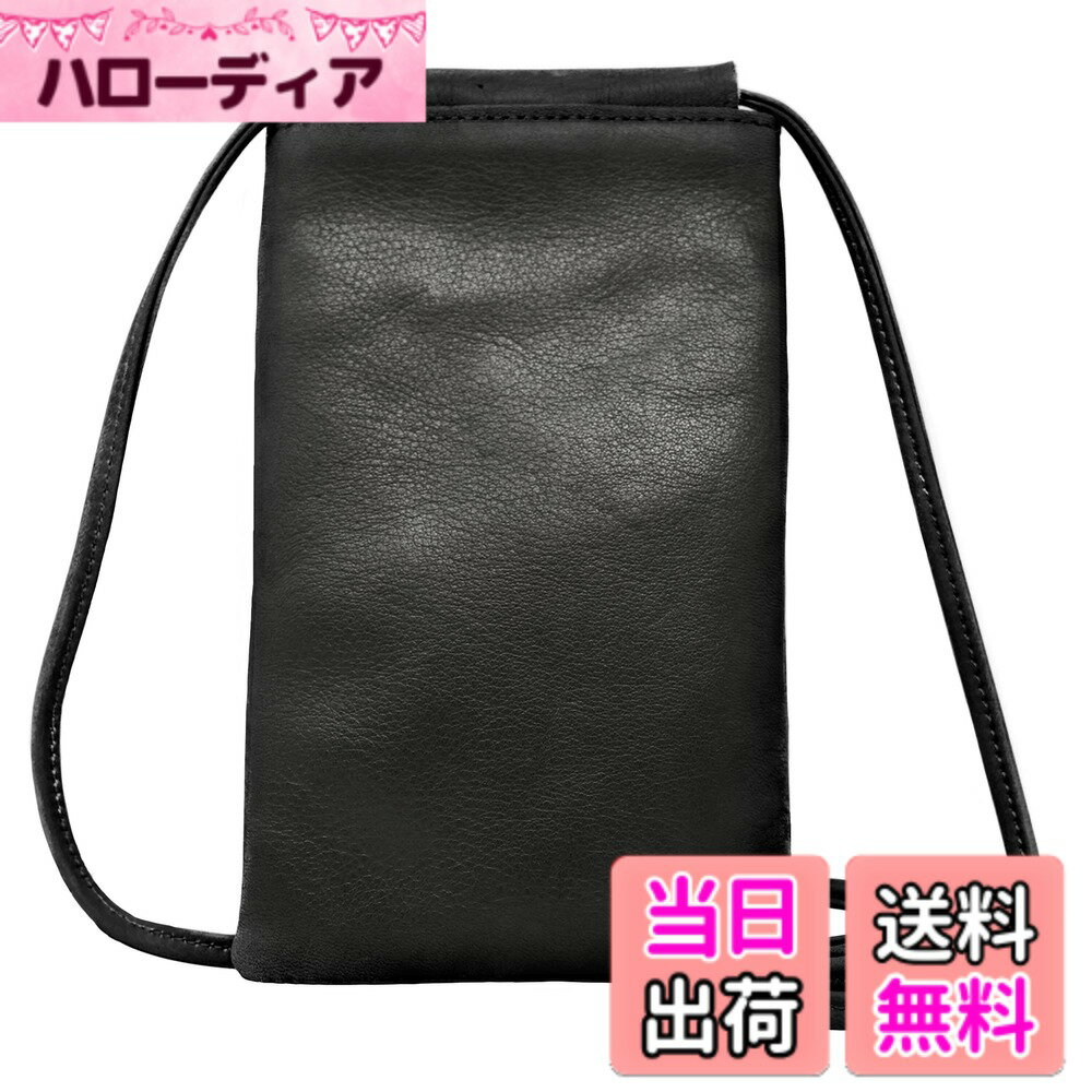 【送料無料】REOLF スマホポーチ 本革 日本製 スマホショルダー ショルダーバッグ メンズ レディース 携帯ポーチ 色：ブラック、サイズ：小型