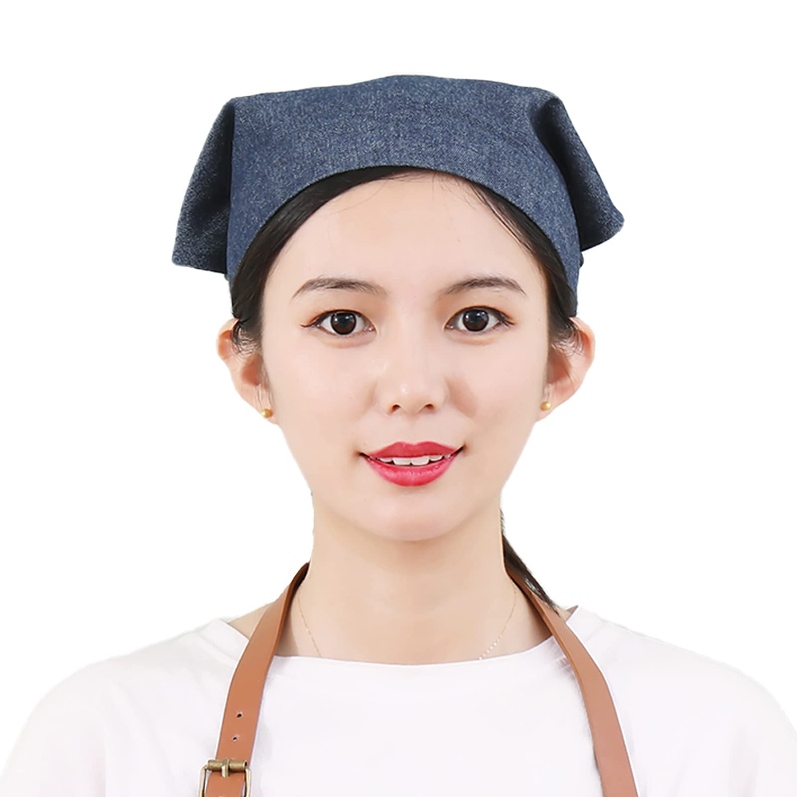 【送料無料】[JACKIE&YORK] 三角巾 大人 おしゃれ さんかくきん シンプル 無地タイプ 男女兼用 エプロン バンダナ 女性用 男性用 カフェ 業務用 調理実習 清掃 家庭用 給食用 給食帽子 飲食店 料理教室 美容院 簡単に取り付ける 色：1-ネイビー、サイズ：三角巾