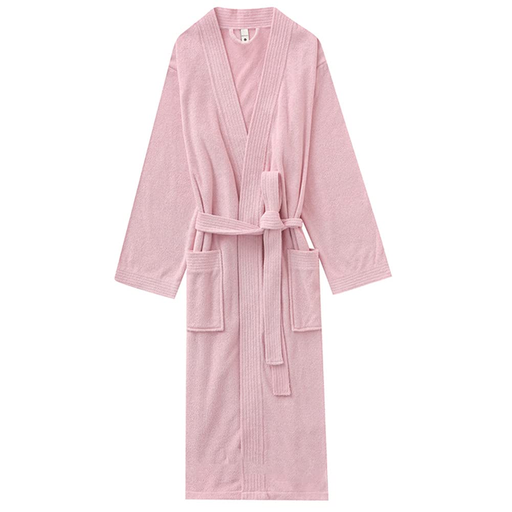 【送料無料】[TDIOSN] バスローブ レディース メンズ タオル地 乾きやすい 柔らかい 風呂上がり サッとはおる ママ ガウン ルームウェア 部屋着 ロング 温泉 ホテル バス用品 ギフト プレゼント 色：ピンク、サイズ：XL