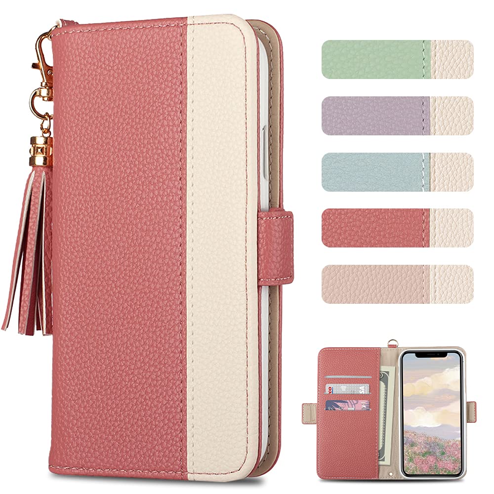 【送料無料】ケース手帳型-0227 色：スイカのレッド、サイズ：iPhone 13 (6.1")