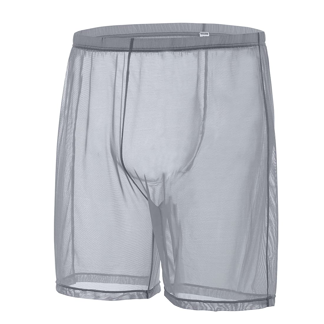 【送料無料】[SUMABA] メンズ ボクサーパンツ メッシュ 前閉じ セクシーブリーフ 通気 吸水速乾 ローライズ 立体 ボクサーブリーフ 色：[ロング]グレー、サイズ：M