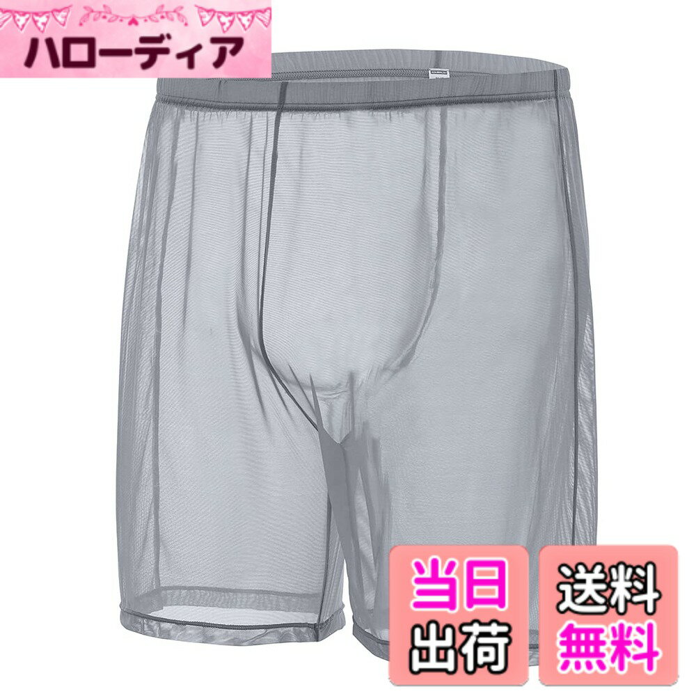【送料無料】[SUMABA] メンズ ボクサーパンツ メッシュ 前閉じ セクシーブリーフ 通気 吸水速乾 ローライズ 立体 ボクサーブリーフ 色：[ロング]グレー、サイズ：XL