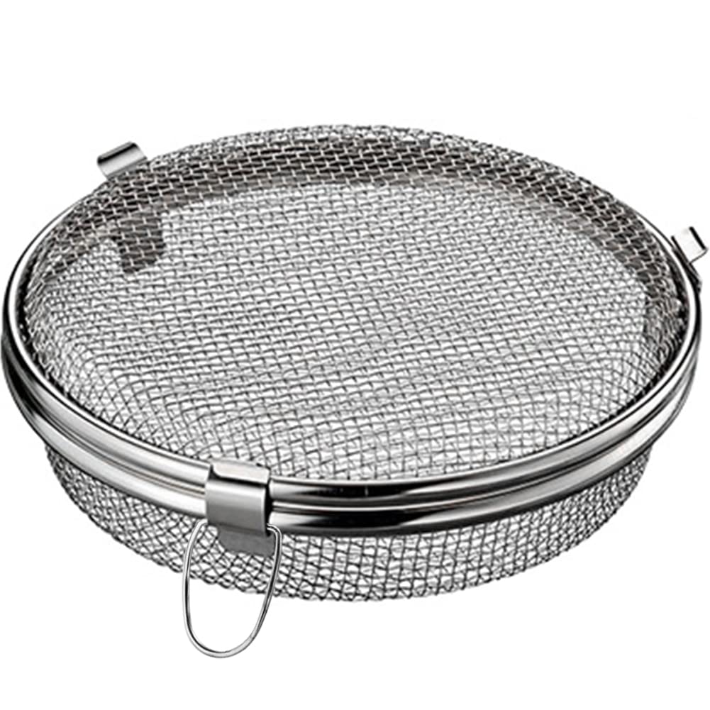 【送料無料】YUYAKESHI 干しかご ドライフルーツバスケット グリッド 干物 ステンレス 干し網 水切り 食物乾燥 頑丈 干し野菜 網 2段 色：シルバー、サイズ：直径18cm