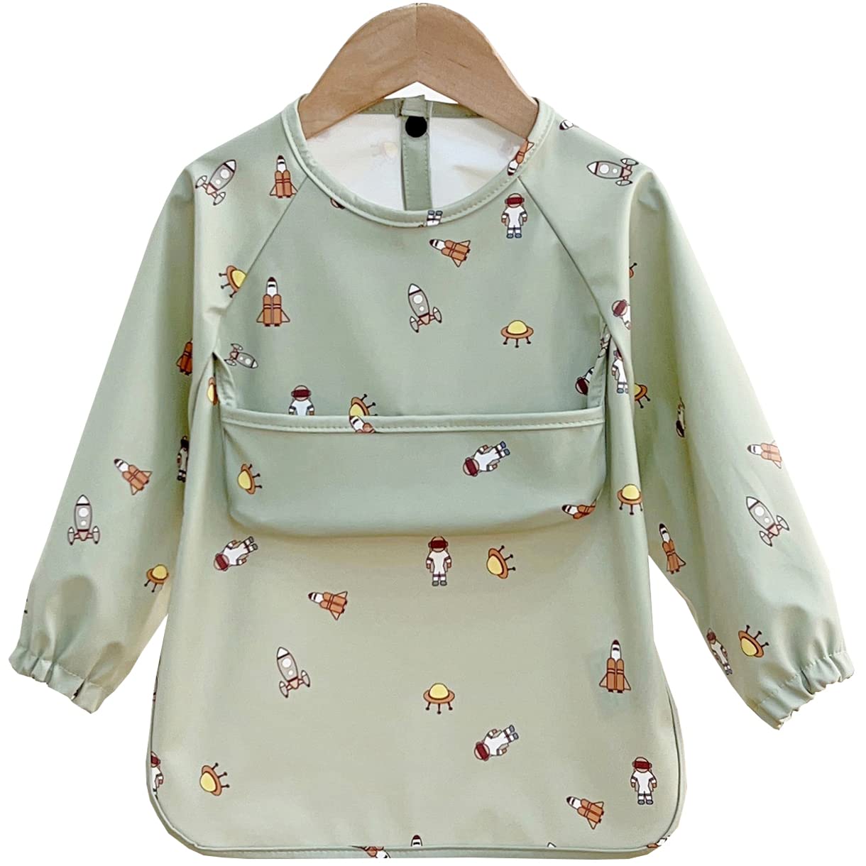 【送料無料】[GoUseGo] お食事エプロン 長袖 ベビー 食事用エプロン 男の子 5ヶ月-5歳 洗える 袖付き ..