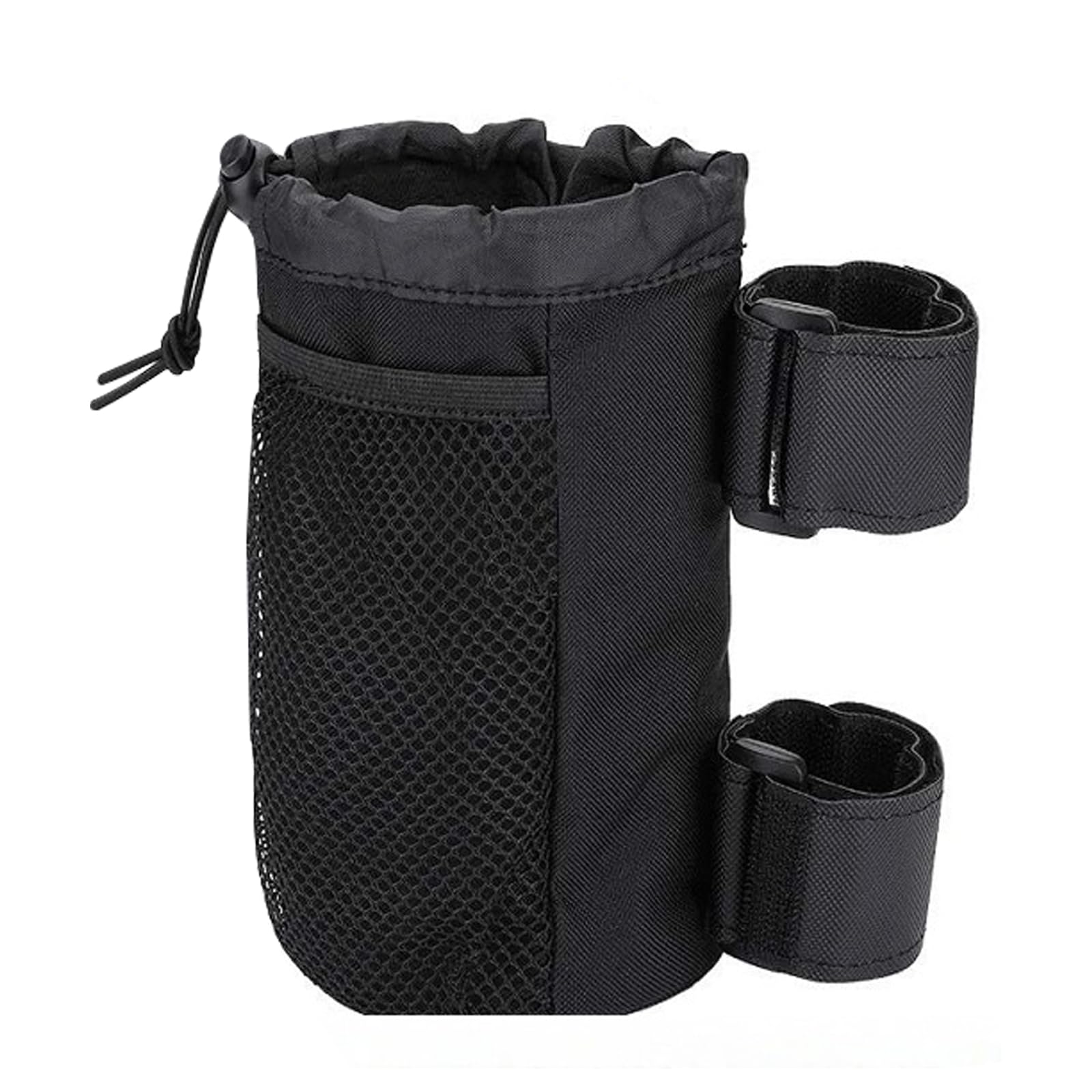 【送料無料】ペットボトルホルダー ドリンクホルダー 水筒ポーチ ウォーターボトル 折りたたみ 傘も収納可 登山 リュックベルトに装着 ペット ボトルホルダーカバー ペットボトルケース 色：ブラック
