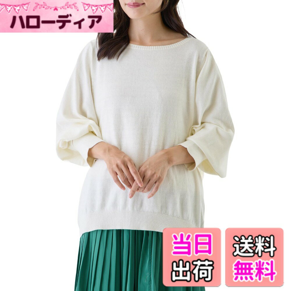 樂天商城 - 【送料無料】[valeria] ニット トップス バルーンスリーブ 薄手 セーター ボートネック レディース 長袖 ゆったり 色：オフホワイト、サイズ：M-L Regular