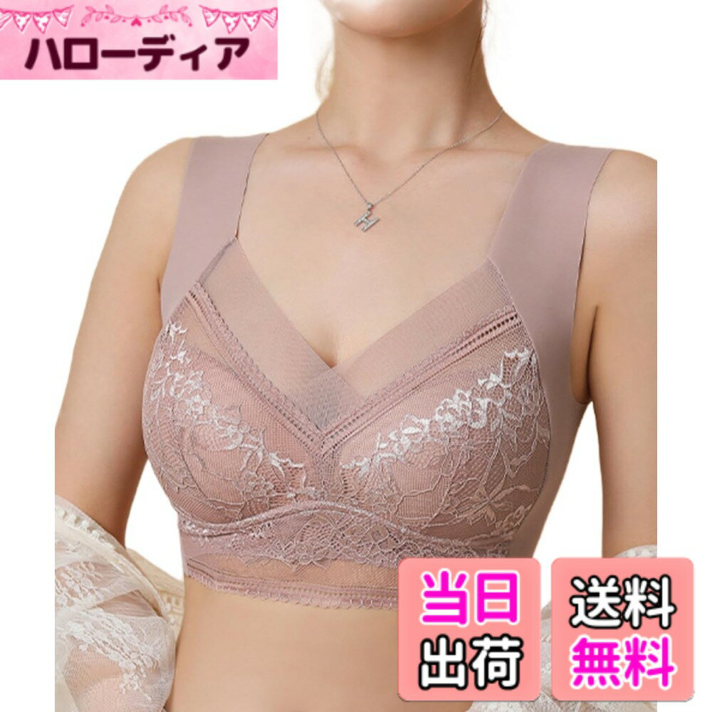 【送料無料】[newsight] L-6L ブラジャー 脇高 ナイトブラ 昼間兼用 小さく見せるブラ 夜用ブラ 大きいサイズ ノンワイヤー 人気 レース 色：ピンク、サイズ：2XL