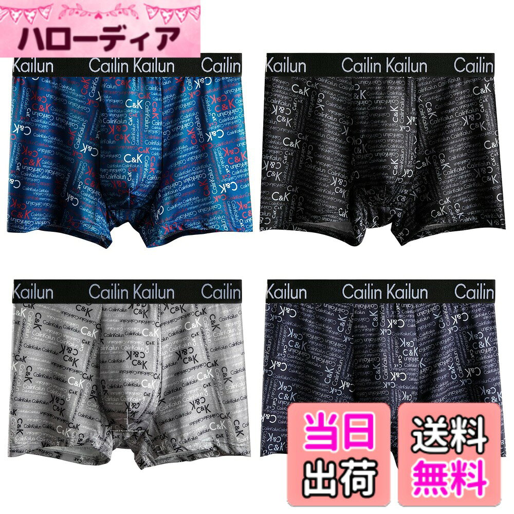 Rakuten - 【送料無料】[Cailin Kailun] L~5XL 大きいサイズ ボクサーパンツ メンズ 下着 4枚セット 前閉じ 吸水速乾 通気 ボクサーブリーフ ローライズ 色：C-4枚組、サイズ：XL