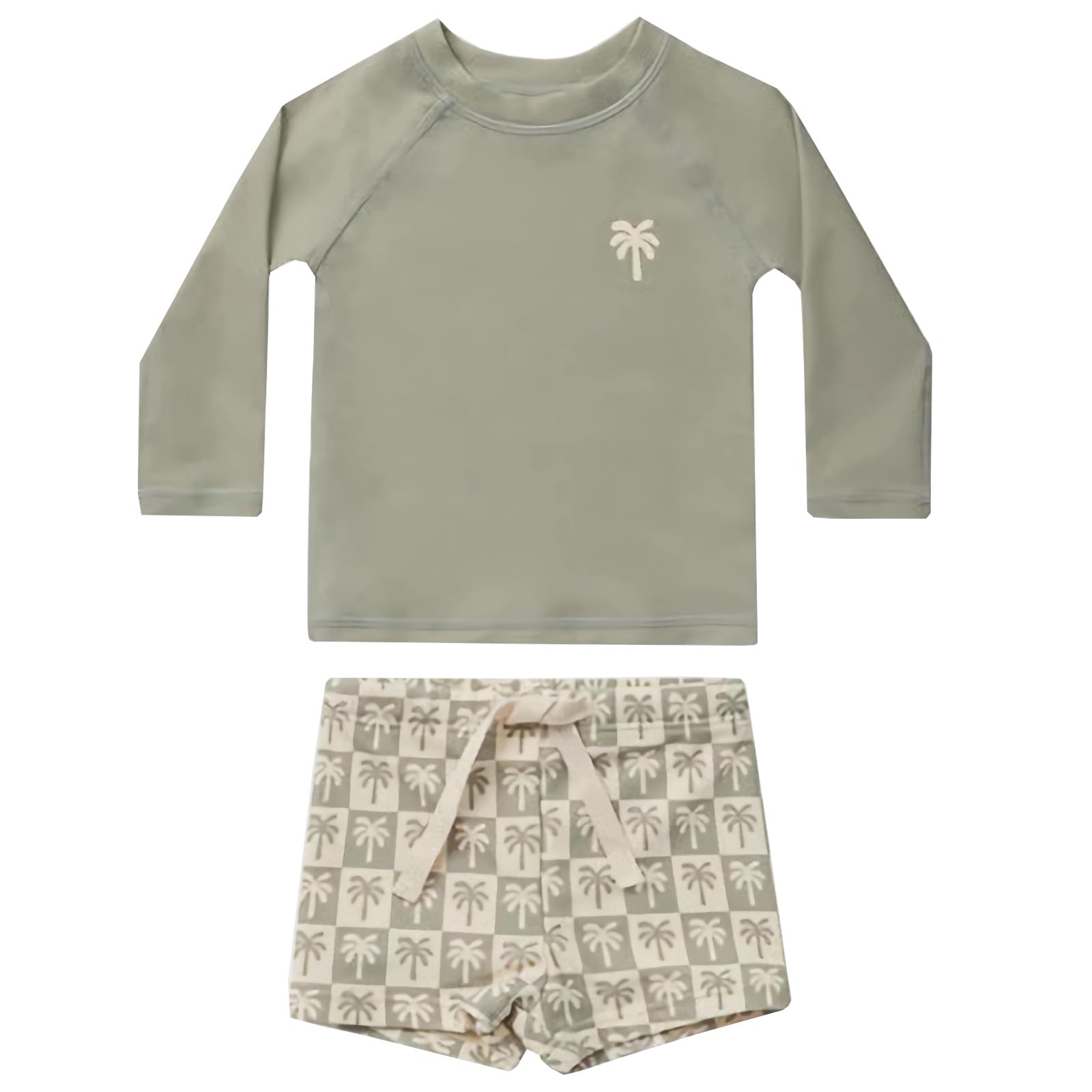 【送料無料】[GoUseGo] キッズ 水着 男の子 3点セット 長袖ラッシュガード スイムパンツ 帽子 子ども用水着 80-160cm 小学生用 スイムウェア 上下セット セパレート 子供 幼児 水着 幼稚園 保育園用 UPF50+ 紫外線対策 UVカット 色：ライトブルー、サイズ：100-110