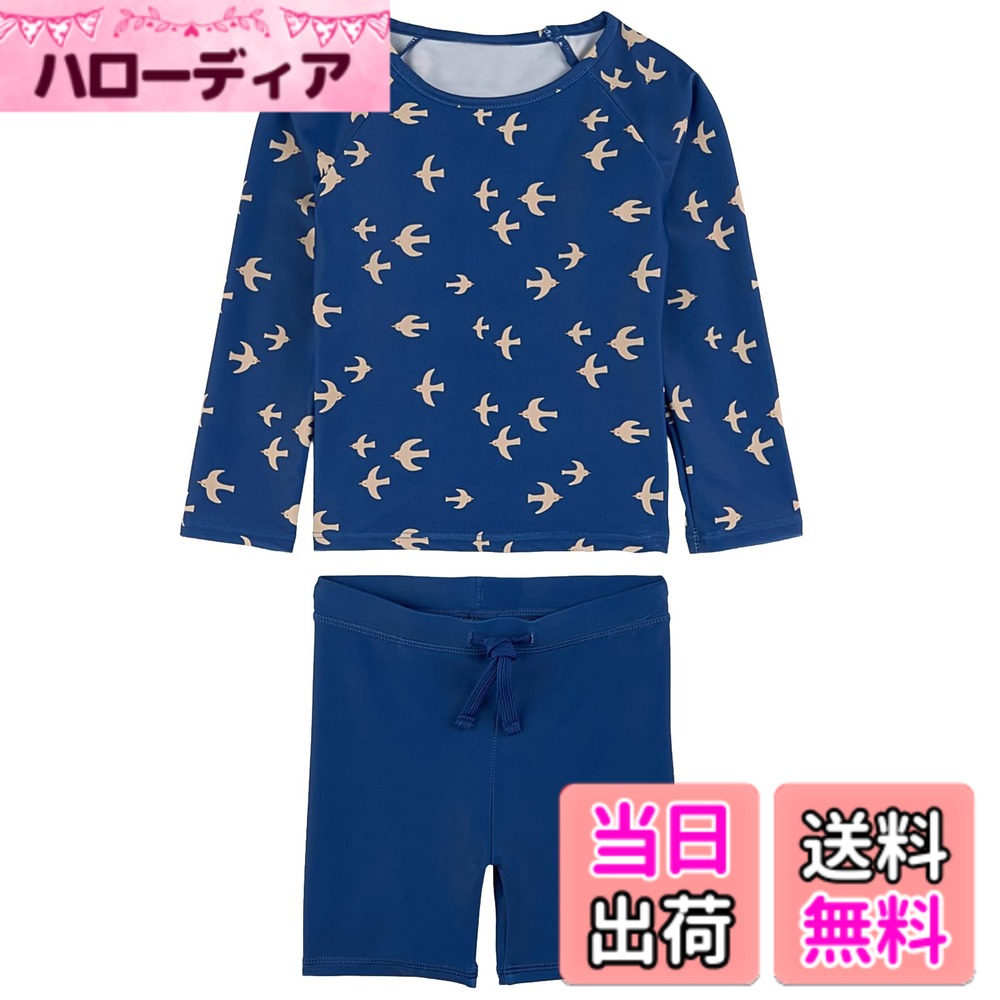 商品情報商品の説明説明 ご覧頂きありがとうございます！ 【品質へのこだわり】ベビー衣料専門工場で縫製、生産、日本の検査機関で生地の検査をした安心の商品です。 被りタイプのシンプルラッシュガード＋同系色のサーフパンツ+キャップの上下セット。 1.ラッシュガード：長袖タイプなので、紫外線からの直接の刺激を遮り、強い日差しからお子様の肌をしっかりと守ります。 2.サーフパンツ：ウエストには調節可能な紐が付いています。 3.キャップ：同じ柄のスイムキャップがセットになっており、水着との統一感を演出し、おしゃれなコーディネートが楽しめます。 UVカット効果があり、お子様の肌を紫外線から守ります。 伸縮性のある速乾素材の生地で作られており、日焼け防止と保温性に優れます。 海やプールといったレジャーシーンに活躍するのはもちろん、公園の噴水、水遊びやキャンプにもおすすめ。この夏大活躍してくれるアイテムです。主な仕様 【着回し自在のキッズ水着セット】長袖ラッシュガード・スイムパンツ・キャップの水着3点セット。UPF50+の紫外線対策は、夏の日差しからもしっかりガード。女の子も男の子もジェンダーレスで着られる水着かつ豊富な80-130のサイズ展開！【着心地のよい素材】従来の素材より高い速乾性を実現、耐磨耗性・耐久性に加え毛玉になりにくい特徴があるリサイクルポリエステル素材を使用、ポリウレタンを配合することで伸縮性もあって動きやすいのにサラッとしたドライな着心地。元気に泳ぐ子どもたちにピッタリです。【紫外線対策のUVカット】すぽっと被るタイプのラッシュガードはたくさん動いても着崩れなく安心。長袖トップスで、日焼けからも冷えからも守ってくれます。UVカット加工を施した遮蔽率90%以上の素材を使用しているので、長時間の海水浴やプールでもしっかりキッズの肌を紫外線から守ります。【幅広いシーンに対応できる】ファッション性が高く品のあるボーダー柄、元気いっぱいなフルーツ柄、キュートな海の生き物柄など、どれも選べないほどにかわいい色柄が大豊作。海やプール、川遊びはもちろん、水泳練習、スクール授業、温泉、旅行も活躍できます。キャンプやBBQ、ふだんの公園遊びなどもオススメです。【商品説明】セット内容：ラッシュガード・スイムパンツ・キャップ 素材：ポリエステル、ポリウレタン サイズ：80/90/100/110/120/130 ※着用後は、直ちに真水で手洗いし、陰干しで自然乾燥してください。※タンブル (乾燥機) 乾燥はお避けください。※高温下や濡れたままビニール袋に密封し長時間放置しますと、色移りをする可能性がございます。