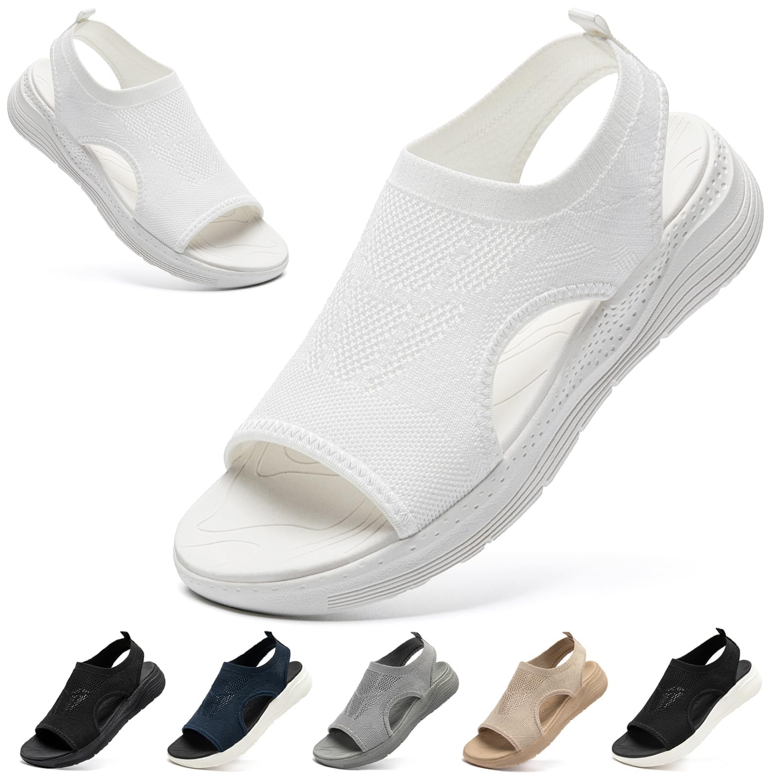 【送料無料】[MERPHINE] スポーツサンダル レディース ニット メッシュ 厚底 オフィス サンダル 夏 通..