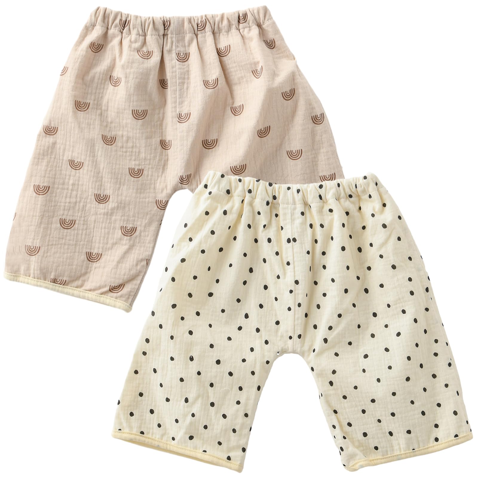 【送料無料】[GoUseGo] おねしょ ズボン 防水 2枚セット 4層構造 0歳-9歳 子供 おねしょパンツ 綿 通気 小学生 おねしょ対策 男の子 女の子 キッズ トレパン トイレトレーニング 幼稚園 保育園 寝冷え対策 色：レインボーx水玉、サイズ：L