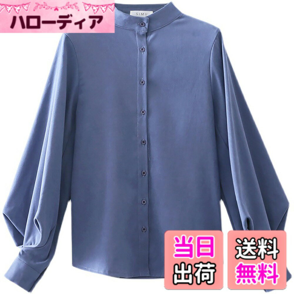 Other - 【送料無料】[zuevichn] シャツ レディース ブラウス 長袖 無地 体型カバー 着痩せ OL カッターシャツ 事務服 通勤 無地 春 秋 色：ブルー、サイズ：L