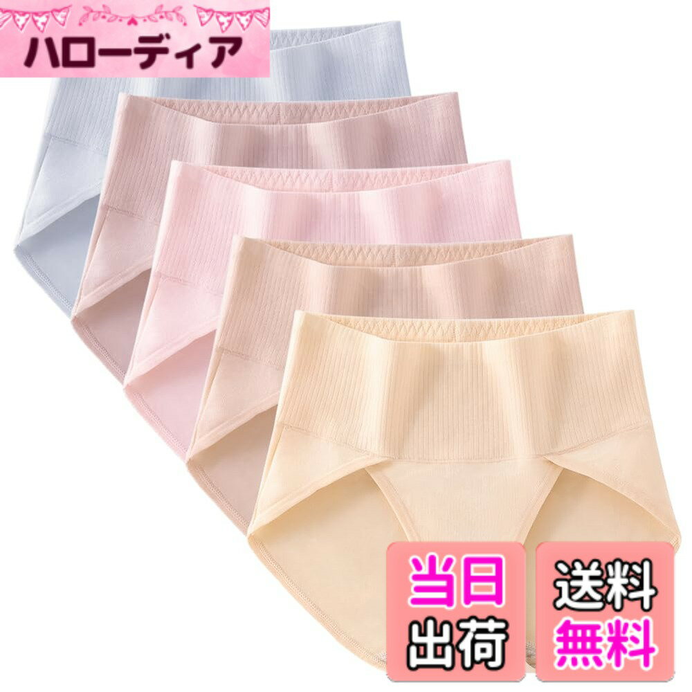 【送料無料】[TDIOSN] ショーツ レディース パンツ 綿 深履き 足口楽チン 締め付けない お腹すっぽり 吸汗 通気 大きいサイズ 美尻効果 色：5枚組(パステルカラー)、サイズ：3L