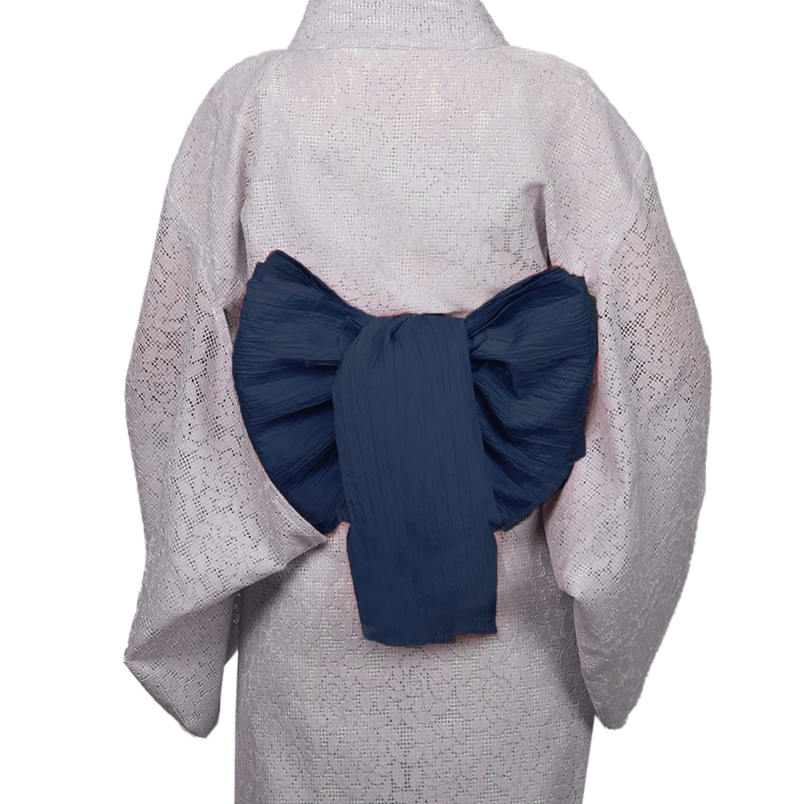 【送料無料】[TOuWA] 作り帯 しわ 浴衣帯 前板セット 結び帯 レディース 大人 無地 簡単 蝶リボン 帯 後に差し込むだけ 花火大会 お祭り ゆかた 浴衣アレンジ コーディネート 色：ネイビー