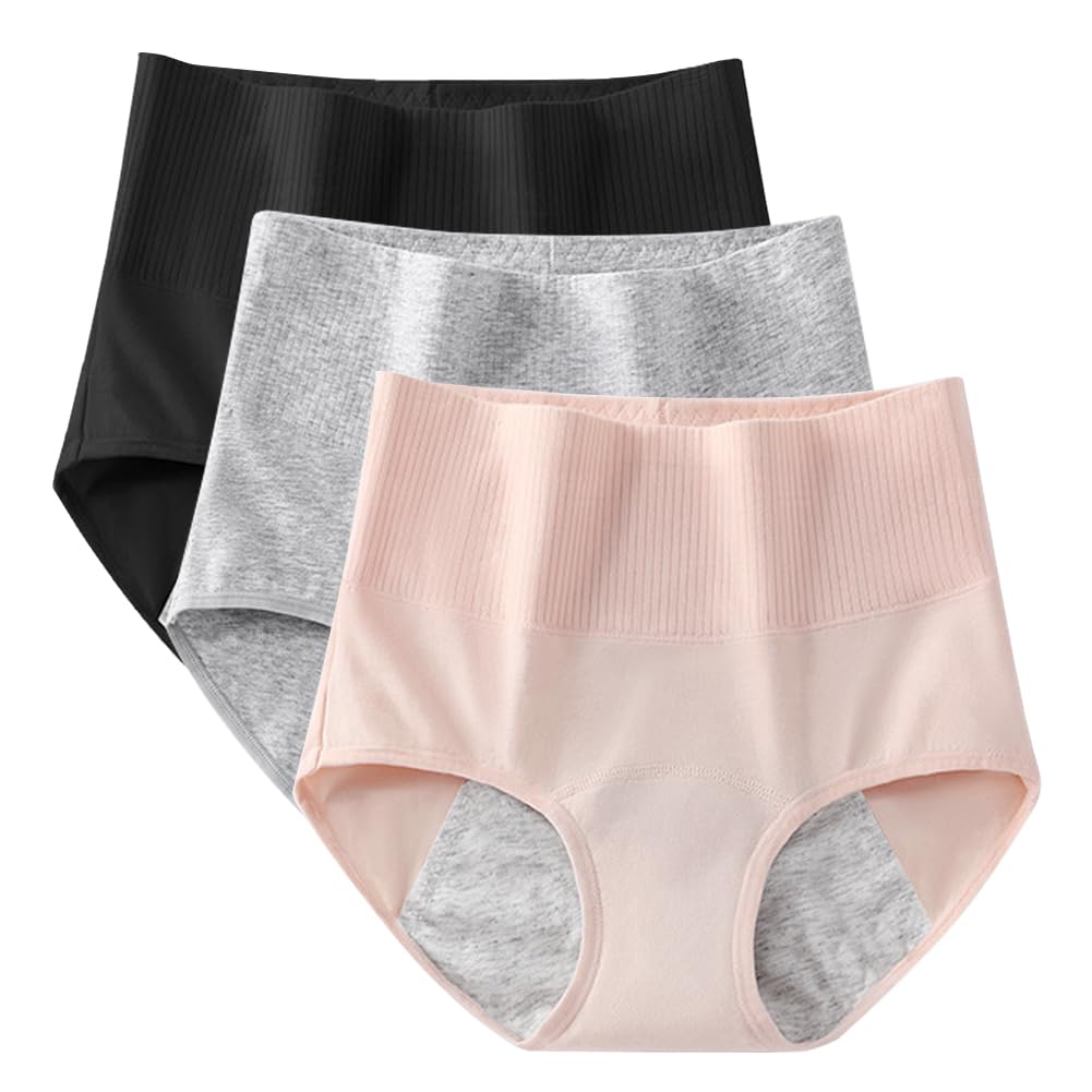 【送料無料】[TDIOSN] サニタリーショーツ 生理用パンツ レディース 漏れ防止 夜用 昼用 多い日 綿混 蒸れにくい 大きいサイズ ジュニア 生理用下着 3枚組 色：ベーシック色、サイズ：M