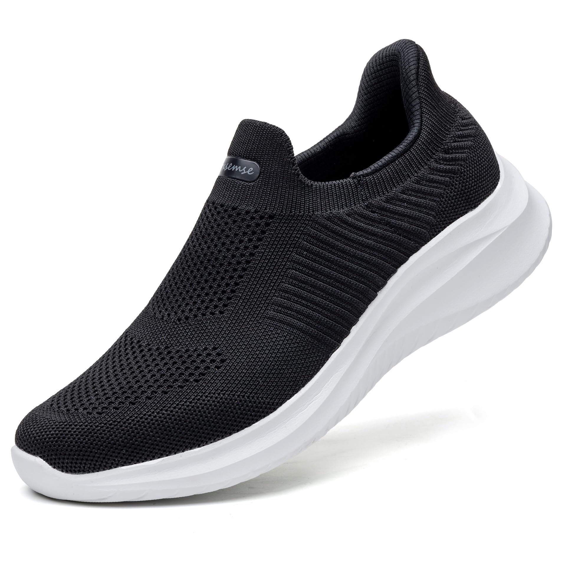 【送料無料】[フォクスセンス] スニーカー 【立ったままスッと履ける 理学療法士推薦】 ウォーキングシューズ メンズ レディース スポーツ ランニングシューズ ローファー スリッポン カジュアル 紐なし 世界一快適 通勤 色：ブラック/ホワイトNEW、サイズ：24.5 cm 3E