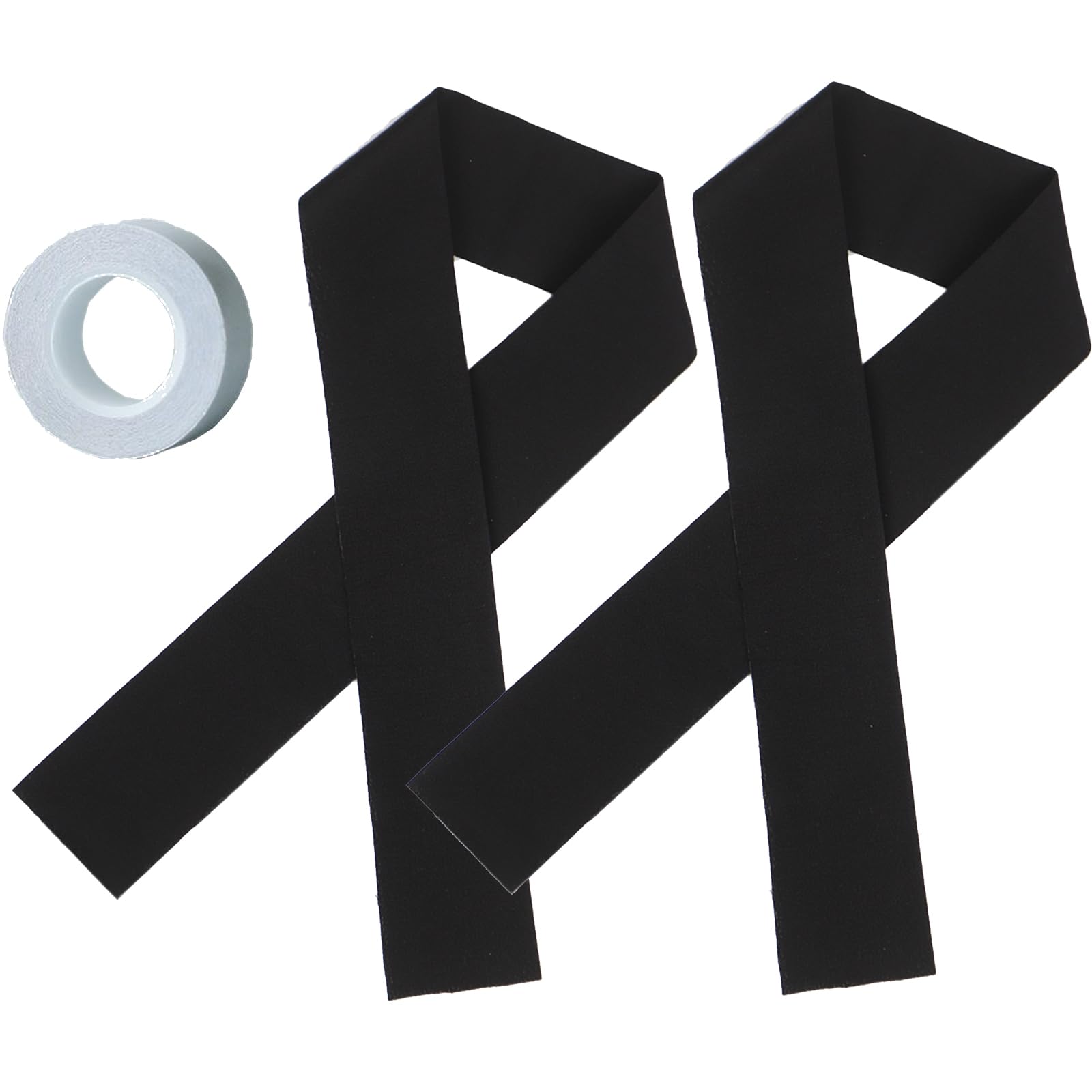 【送料無料】[TOuWA] ちりめん半襟 縮緬半衿 両面テープ付 縫い付け不要 洗える 長襦袢用 振袖 袴 小紋 カジュアル 着物 訪問着 卒業式 結婚式 レディース （サイズ：長さ約100cmx巾約15cm 2個入り） 色：ブラック