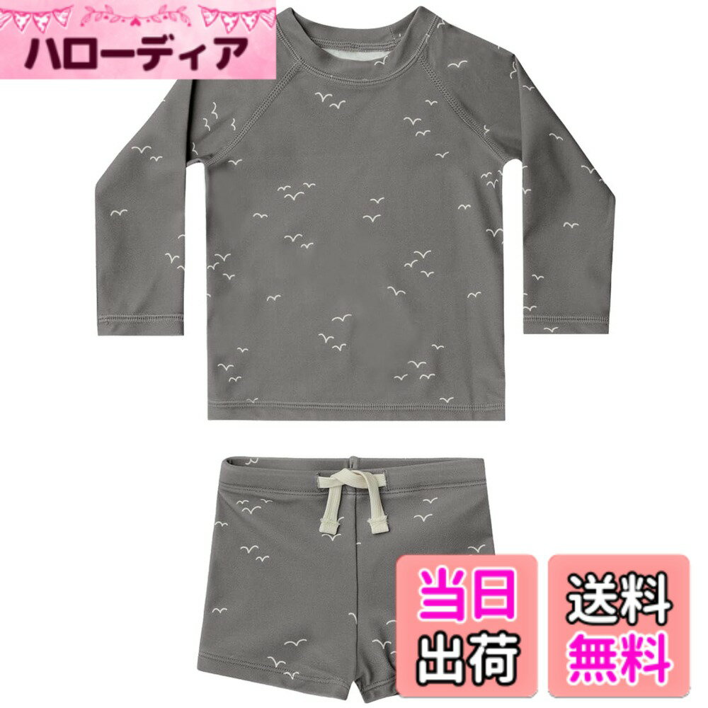 【送料無料】[GoUseGo] キッズ 水着 男の子 3点セット 子供用水着 長袖ラッシュガード サーフパンツ キャップ 80-130cm 小学生 セパレート スイムウェア 上下セット ベビー水着 赤ちゃん 幼児 保育園 幼稚園用 日焼け止め 色：カモメ、サイズ：90