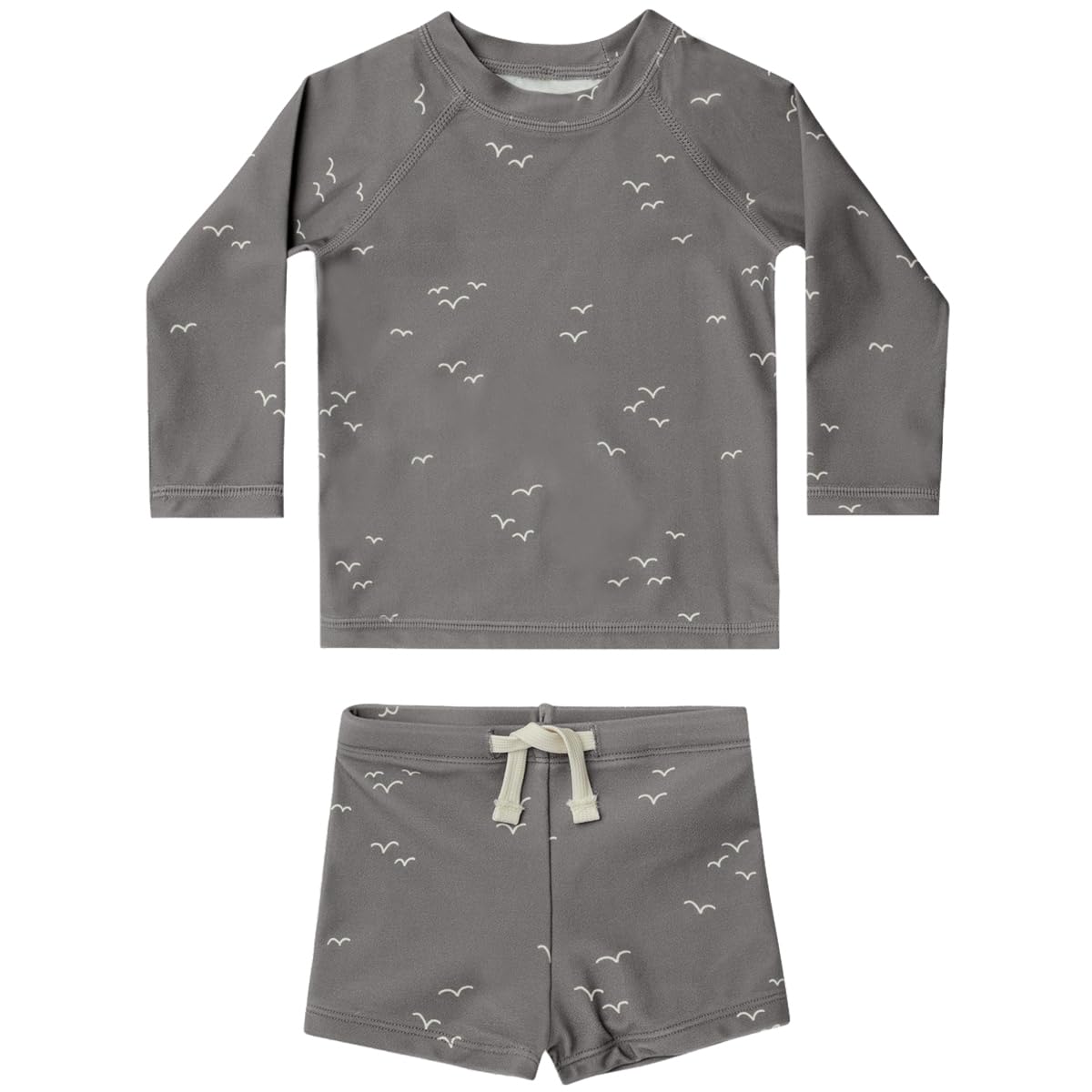 【送料無料】[GoUseGo] キッズ 水着 男の子 3点セット 子供用水着 長袖ラッシュガード サーフパンツ キャップ 80-130cm 小学生 セパレート スイムウェア 上下セット ベビー水着 赤ちゃん 幼児 保育園 幼稚園用 日焼け止め 色：カモメ、サイズ：110