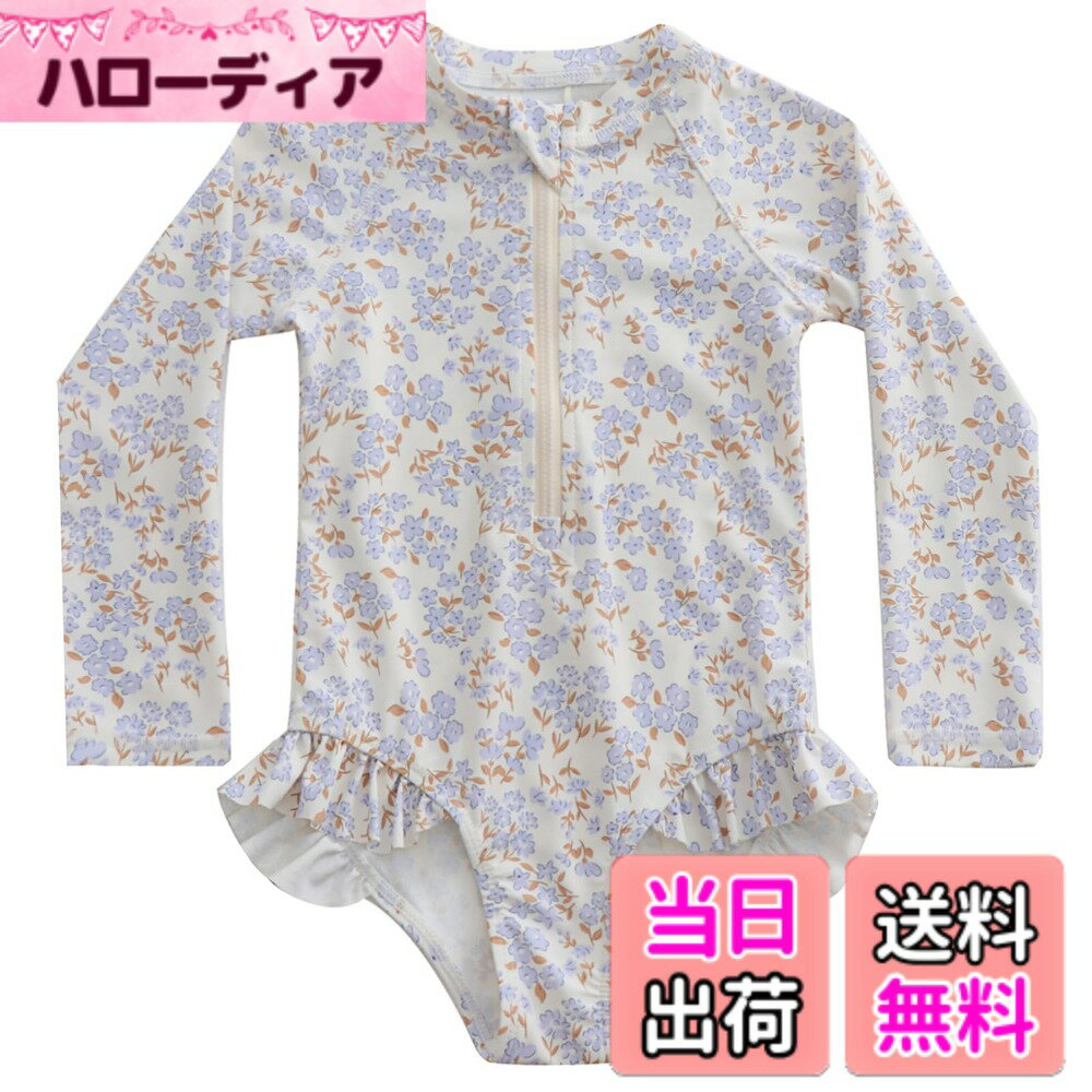 樂天商城 - 【送料無料】[GoUseGo] キッズ ワンピース 水着 女の子 2点セット 長袖ラッシュガード キャップ付き 80-130cm 子供用水着 小学生 スイムウェア 赤ちゃん ベビー水着 幼児 幼稚園 保育園用 オールインワン水着 日焼け止め 色：花柄、サイズ：130 Regular