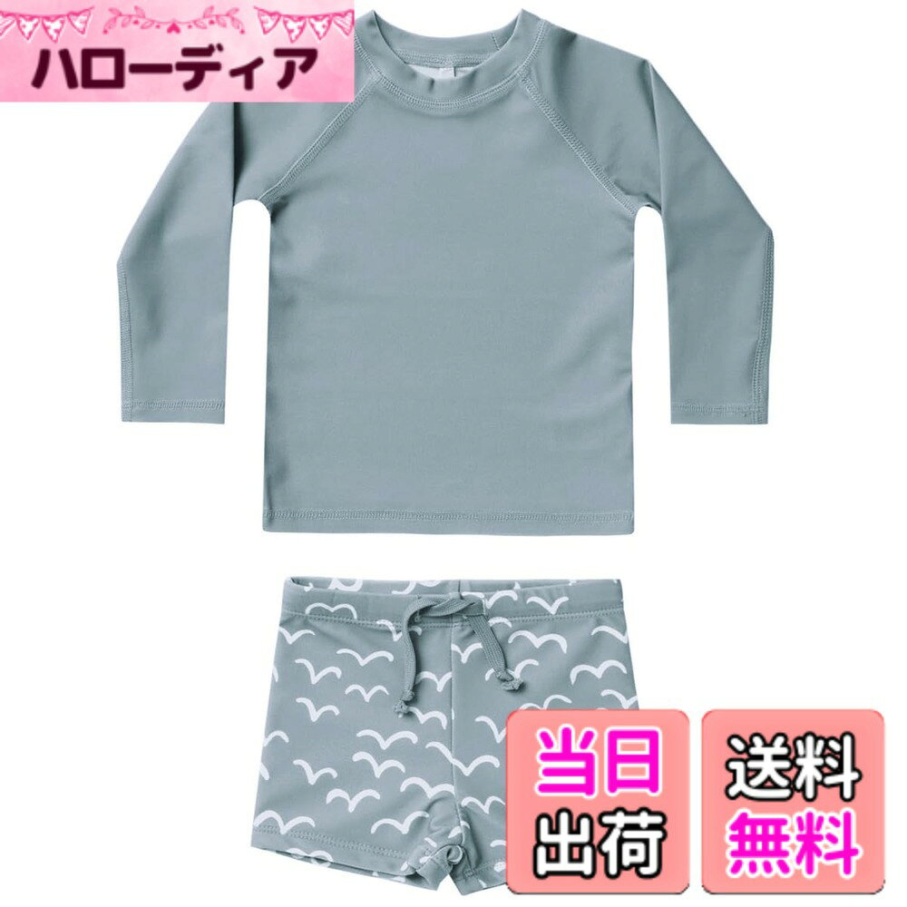 【送料無料】[GoUseGo] キッズ 水着 男の子 3点セット 子供用水着 長袖ラッシュガード サーフパンツ キャップ 80-130cm 小学生 セパレート スイムウェア 上下セット ベビー水着 赤ちゃん 幼児 保育園 幼稚園用 日焼け止め 色：ブルーカモメ、サイズ：100 hellodear-10479971 ハローディア楽天市場店 パッケージ画像