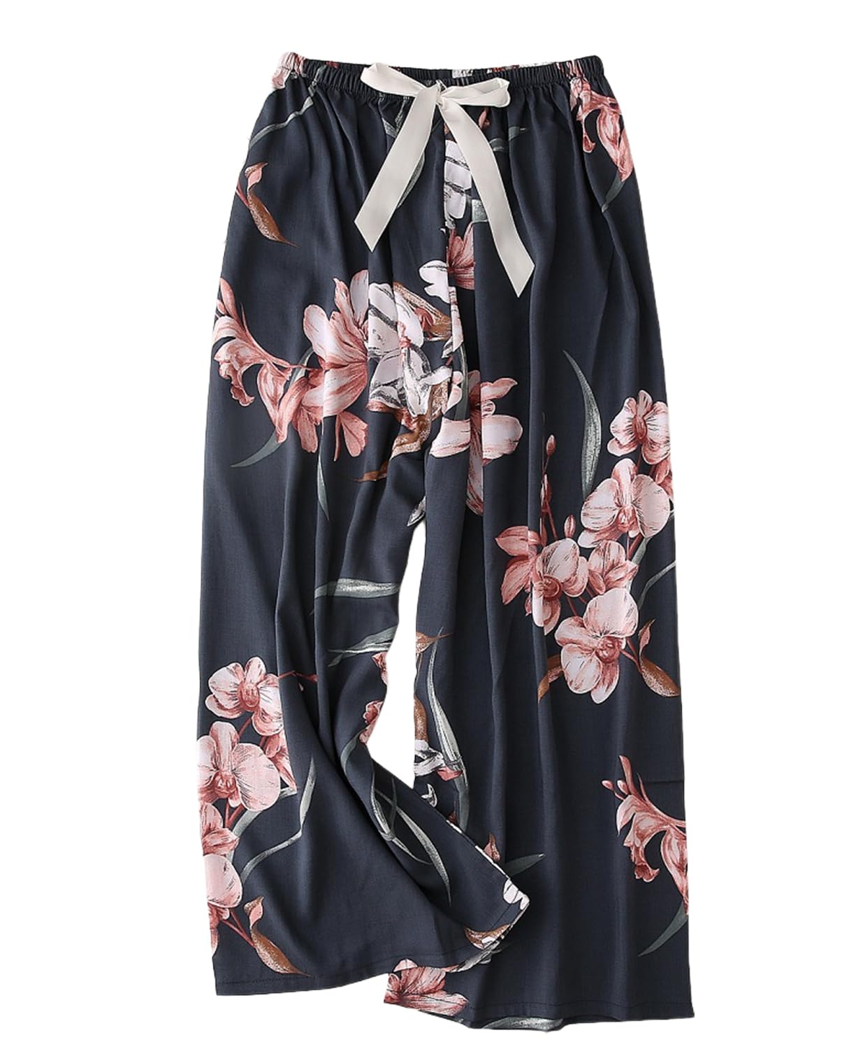 【送料無料】[Kayuuhin] ルームパンツ 広い脚 レーヨン パジャマ ズボンだけ レディース 薄い 涼しい快適な 部屋着 体型カバー リラックス 色：ゲンカシュン3#、サイズ：Free Size