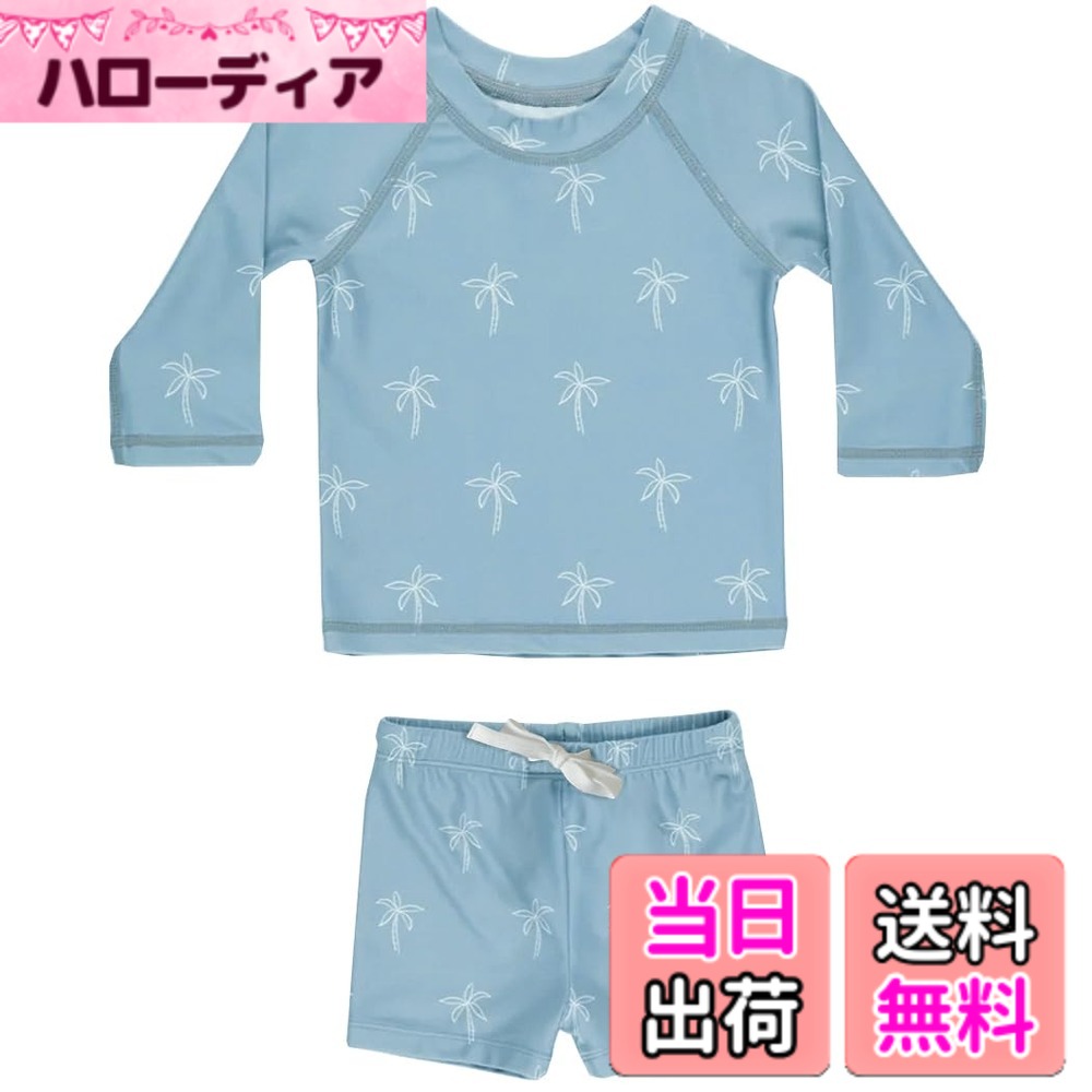 【送料無料】[GoUseGo] キッズ 水着 男の子 3点セット 子供用水着 長袖ラッシュガード サーフパンツ キャップ 80-130cm 小学生 セパレート スイムウェア 上下セット ベビー水着 赤ちゃん 幼児 保育園 幼稚園用 日焼け止め 色：樹木、サイズ：130