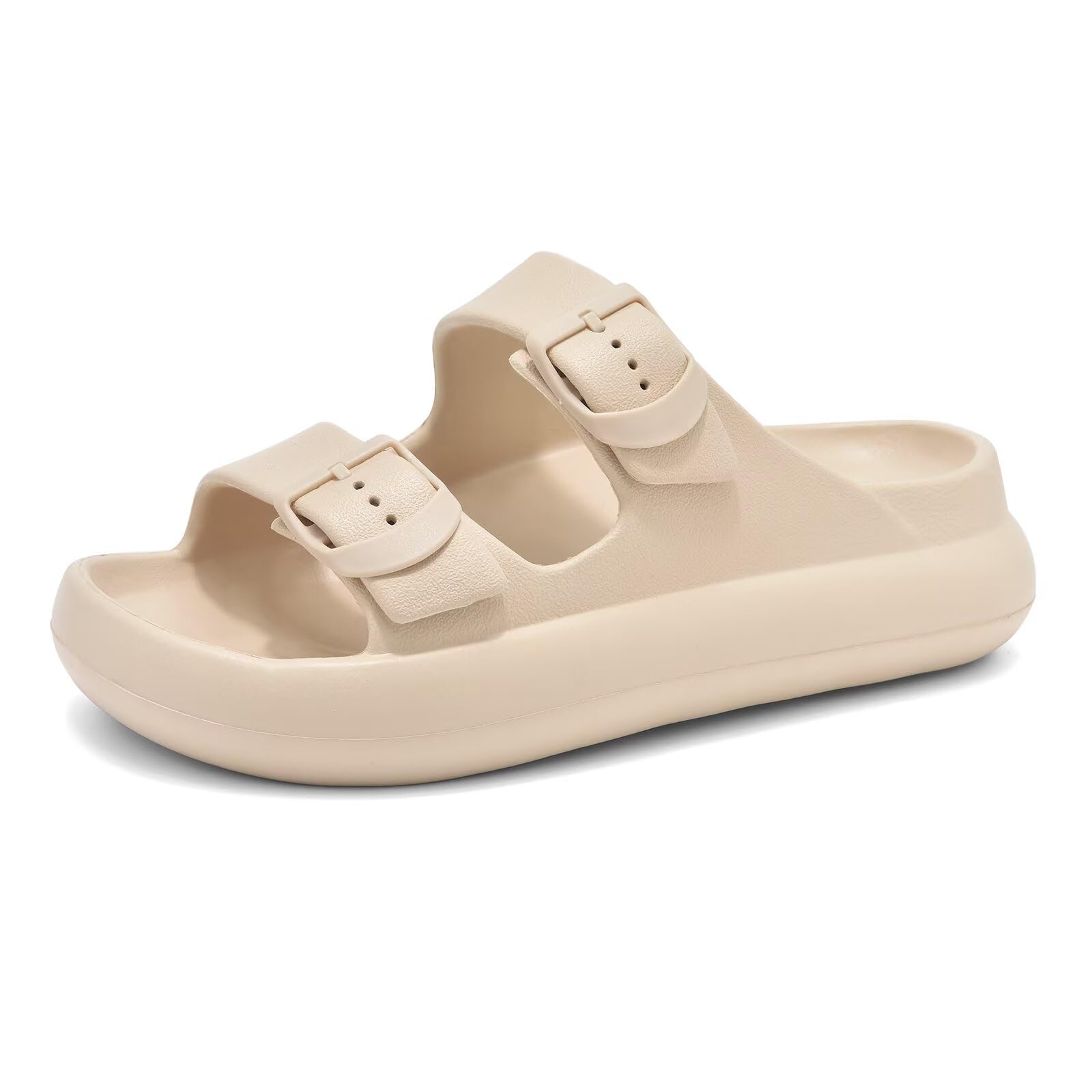 【送料無料】[kamafy] サンダル レディース バックルサンダル 厚底 アーチサポート 疲れにくい 歩きやすい 外履き 夏用 軽量 Eva 色：ベージュ、サイズ：24.0 cm