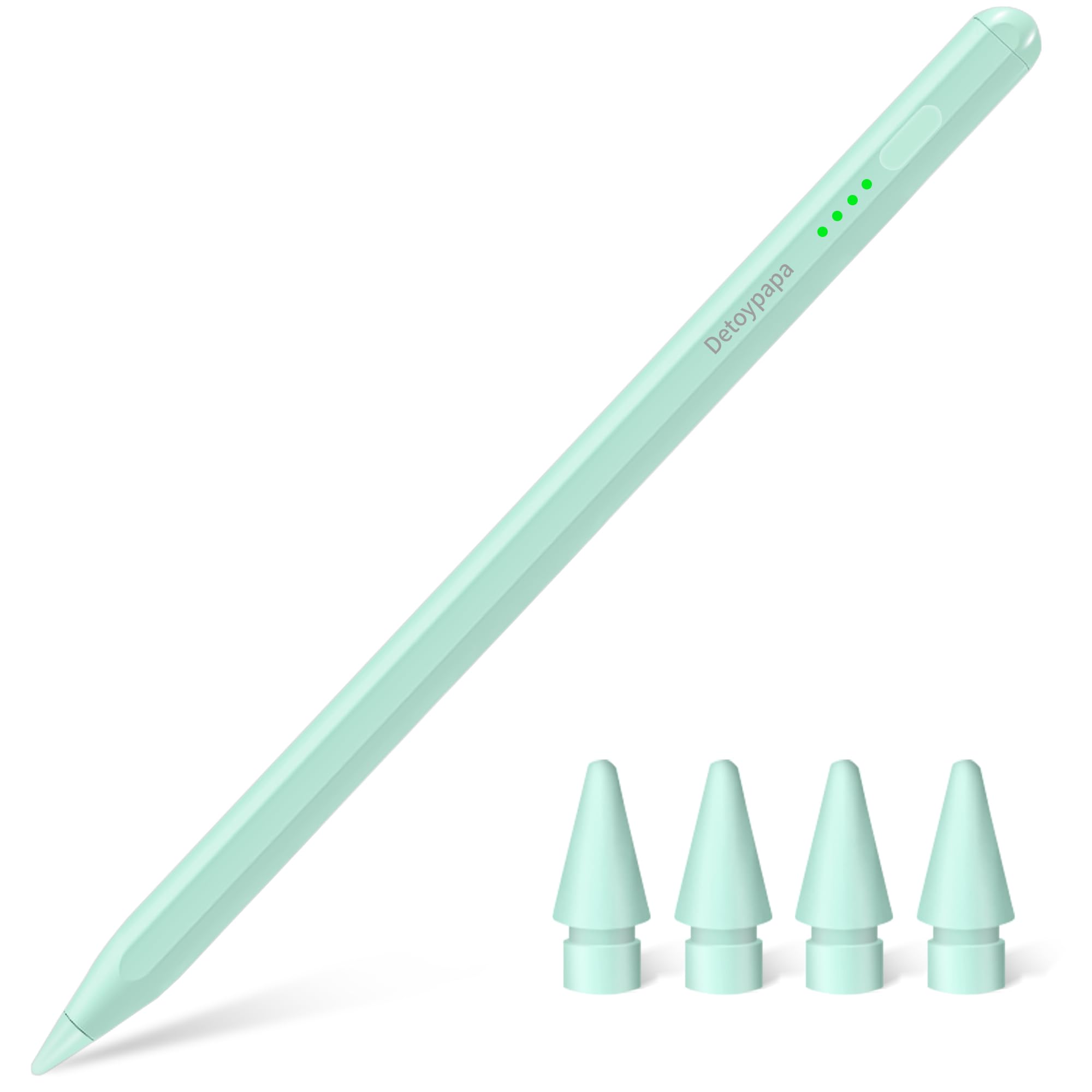 【送料無料】Detoypapa タッチペン iPadペンシル アップルペンシル パームリジェクション/磁気吸着/傾き感知/高感度/交換ペン先4個付き/2018年以降 iPad対応 軽量 耐摩 たっちペン Type-C急速充電 スタイラスペン 学生 デザイン用 ドローイング用 色：ティファニーブルー