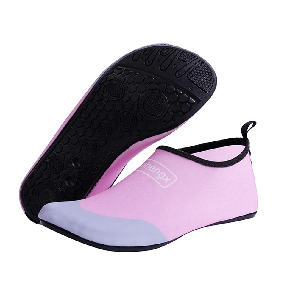 【送料無料】[Limspace] マリンシューズ メンズ レディース マリンシューズ キッズ アクアシューズ ビーチシューズ サンダル 水陸両用 フィットネス アクアシューズ ウォーター 通気 折りたたみシューズ シュノーケリング ビーチシューズ 男 色：ピンク、サイズ：21.0 cm