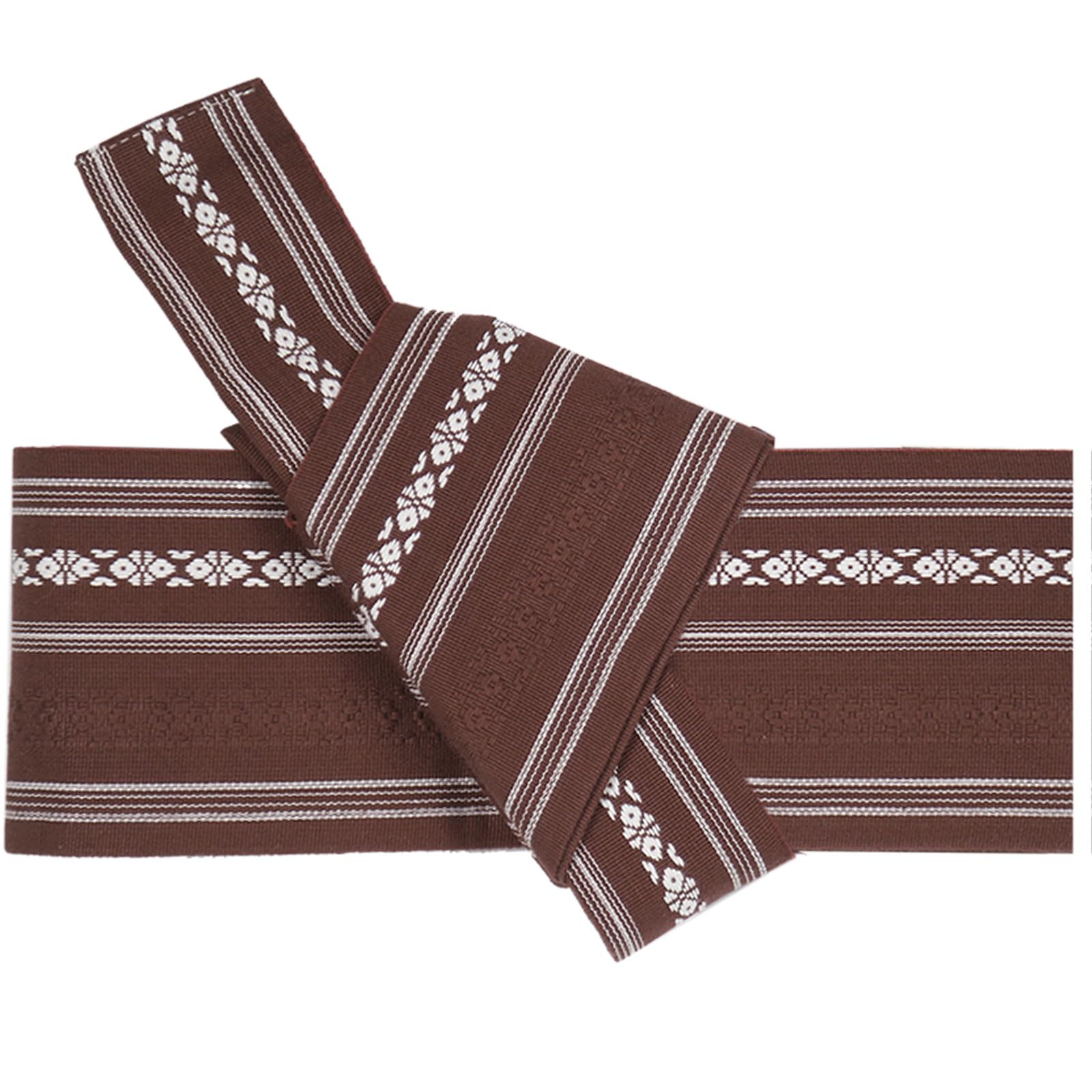 【送料無料】[TOuWA] ワンタッチ角帯 帯 綿 献上柄 男帯 メンズ 男女兼用 紳士 浴衣 着物 弓道 和服用 成人式 父の日ギフト （結び方ガイド付き） 色：焦茶