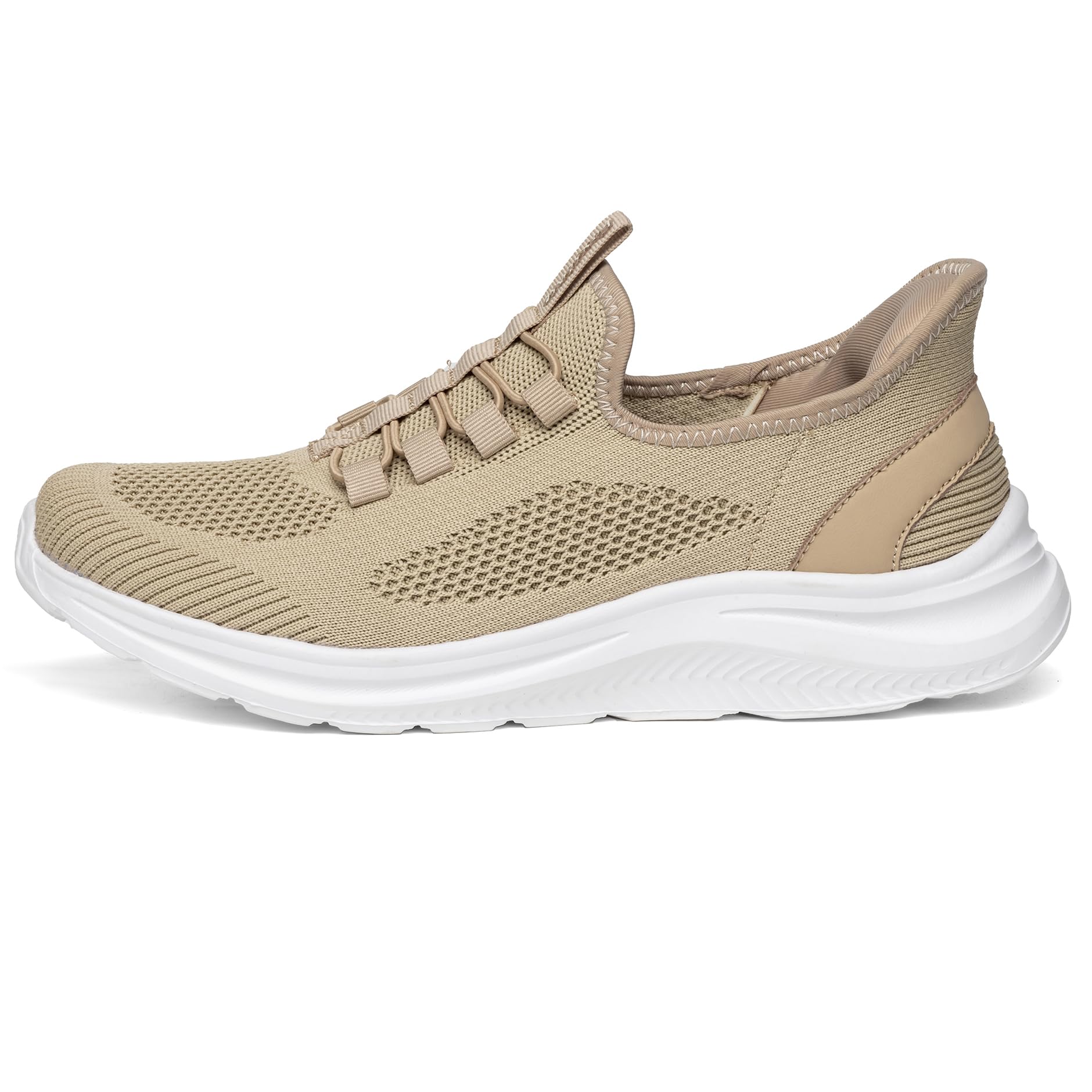 【送料無料】[フォクスセンス] スニーカー 【立ったままスッと履ける 手を使わない 】 ウォーキングシューズ メンズ レディース スポーツ スリッポン ランニングシューズ ローファー 世界一快適 カジュアル 紐なし 軽量 通勤 歩きやすい 色：カーキ、サイズ：25.0 cm 3E