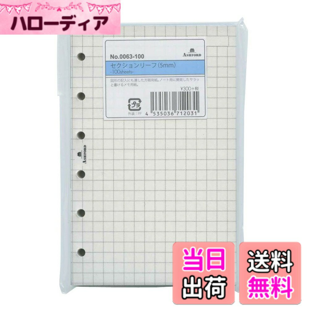 【送料無料】ミニ6穴サイズ セクションリーフ(5mm方眼) システム手帳リフィル 0063-100 色：赤
