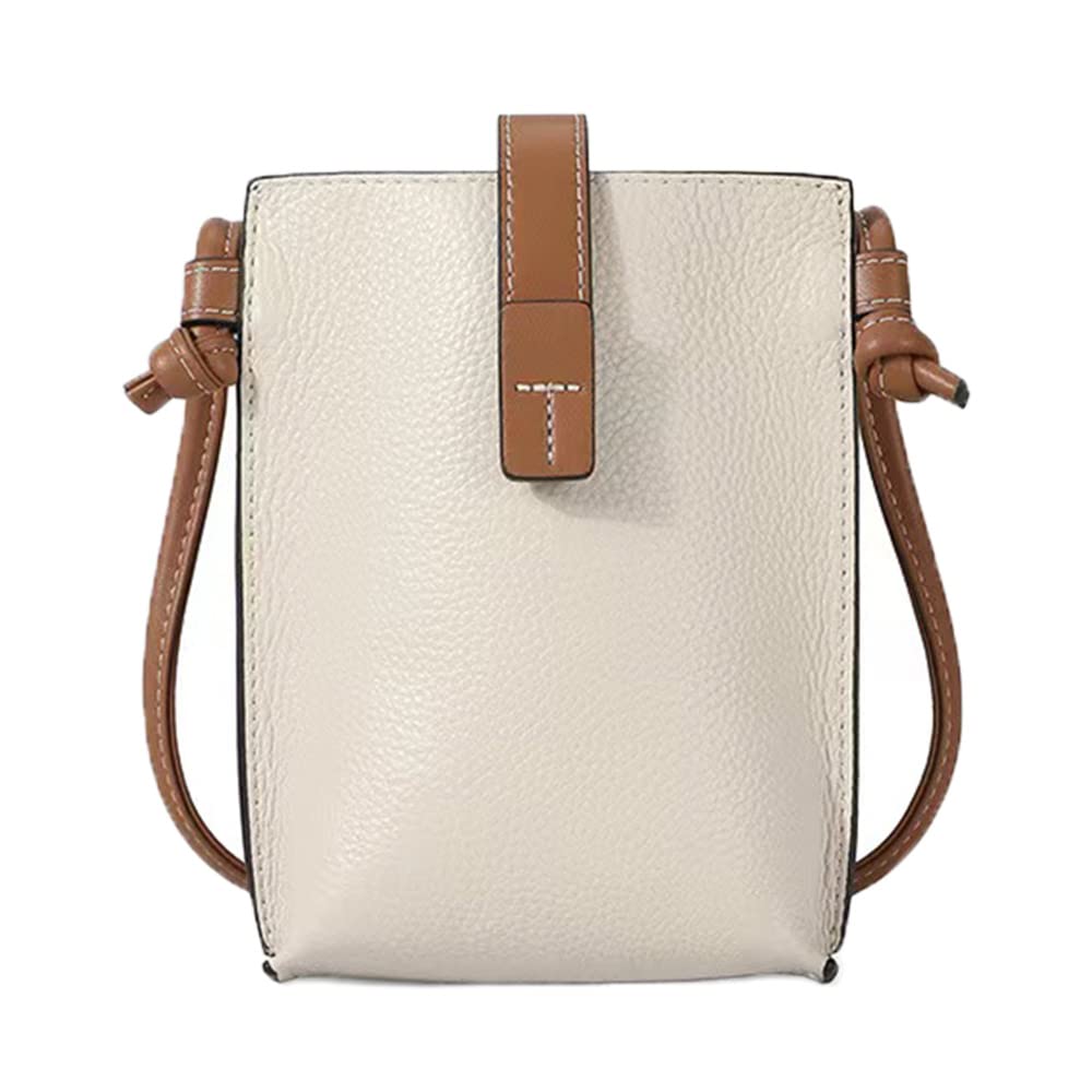 【送料無料】[LEOLEO] ショルダーバッグ 本革 長さ調節可能 スマホポーチ レディース ショルダーバッグ スマホポシェット 携帯ポーチ 斜めがけ 縦型 シンプル 色：オフホワイト、サイズ：小さめ