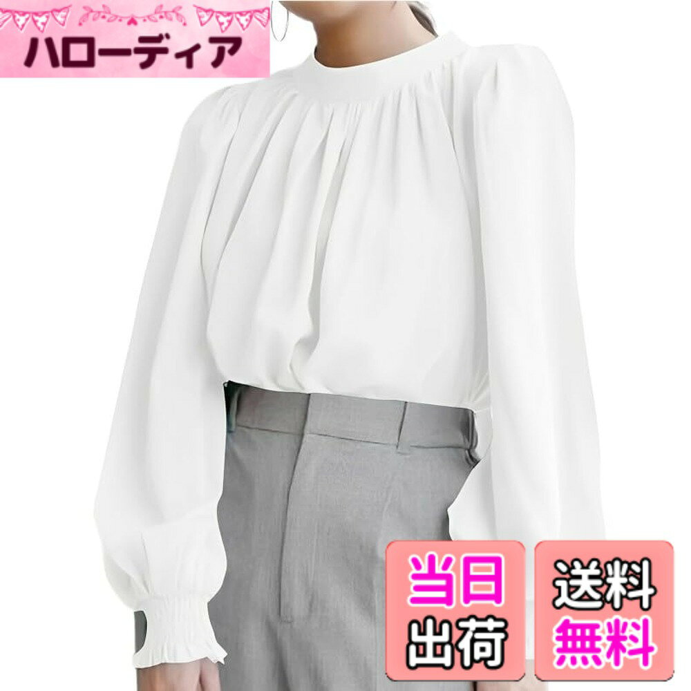 商品情報商品の説明主な仕様 襟元や袖にたっぷりギャザーを入れたボリュームスリーブがポイントのプルオーバータイプのブラウス！ 襟元はスタンドカラーでクラシカルな雰囲気。首後ろはリボンで結ぶタイプになっており、リボンの結び目はご自身で調節可能です袖口がゴム仕様になっているのでたくし上げてふんわりとさせた着こなしもオススメです。 女性らしいフェミニンなデザインでカジュアルな着こなしにはもちろん、オフィスカジュアルとしても活躍してくれるアイテムです【素材】ポリエステル 【カラー】ベージュ・ブラック・ホワイト・グリーン・ブルー【サイズ】M・Lbr【M】肩幅34/袖丈60/バスト58/丈57 【L】肩幅35/袖丈61/バスト59/丈58br※サイズは計測方法により2-3cmの誤差が生じる場合もございます。また、ロットにより細かい仕様の変更がある場合がございます、予めご了承ください。