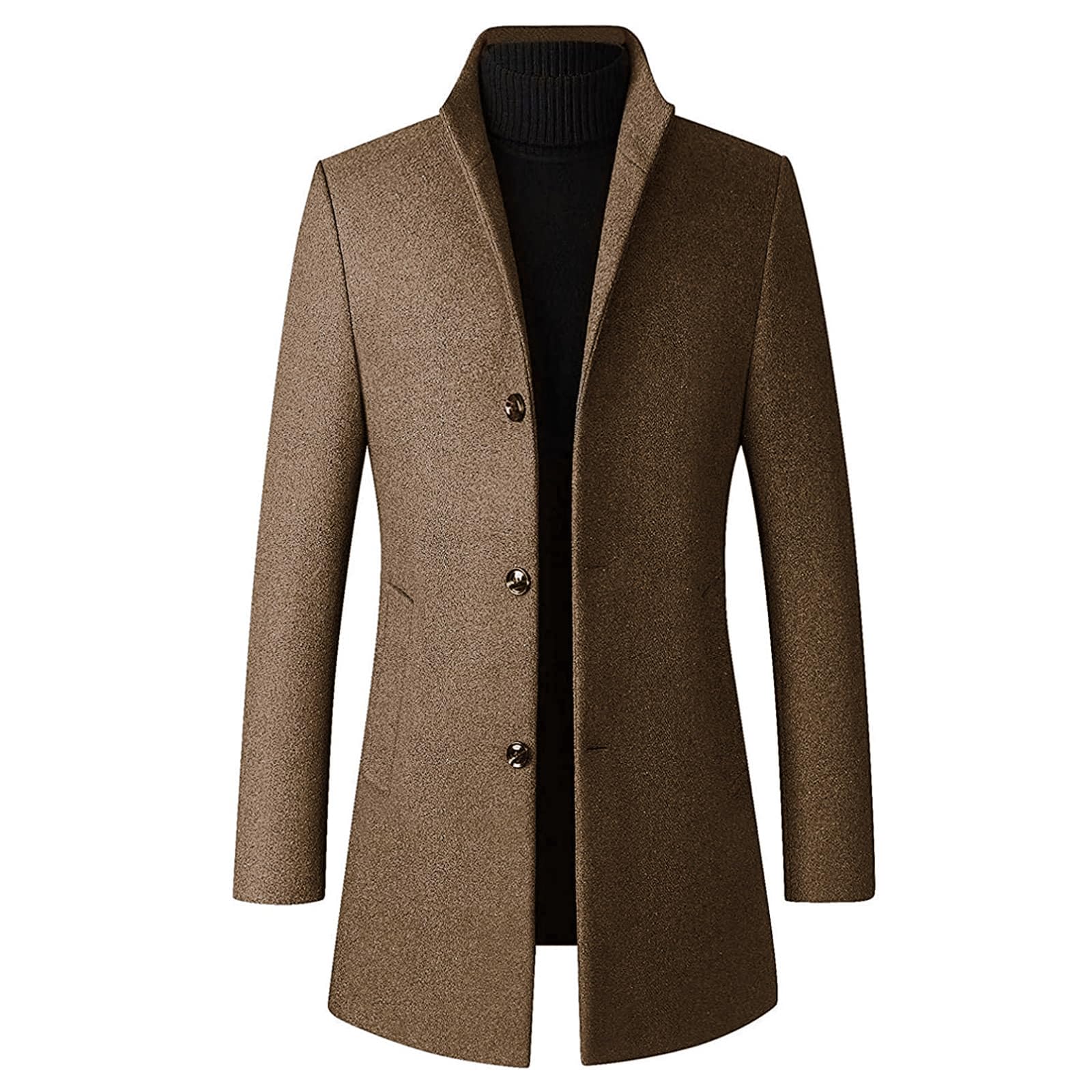 【送料無料】[Aquiver] チェスターコート ロング コート メンズ メルトン ウール ジャケット ビジネス スリムコート カシミヤ 秋冬 防寒 大きいサイズ 無地 紳士服 色：ベージュ、サイズ：2XL Regular