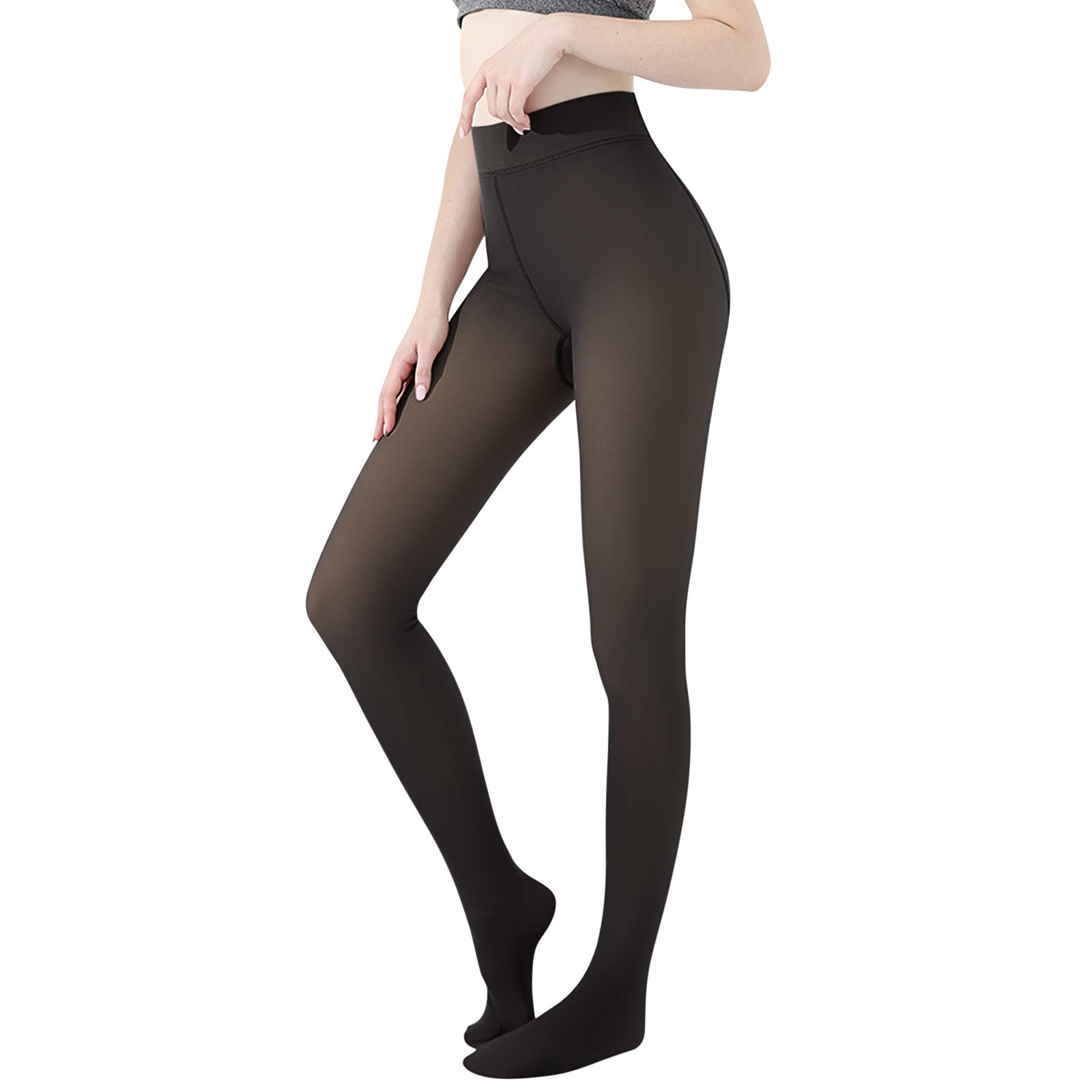 【送料無料】[Leegosun] 【2025改良モデル】 透け感タイツ ストッキング風 着圧タイツ 美尻 冬秋 肌着インナー 無地 防寒タイツ 秋冬向け 色：黒透け感タイツ、サイズ：Free Size