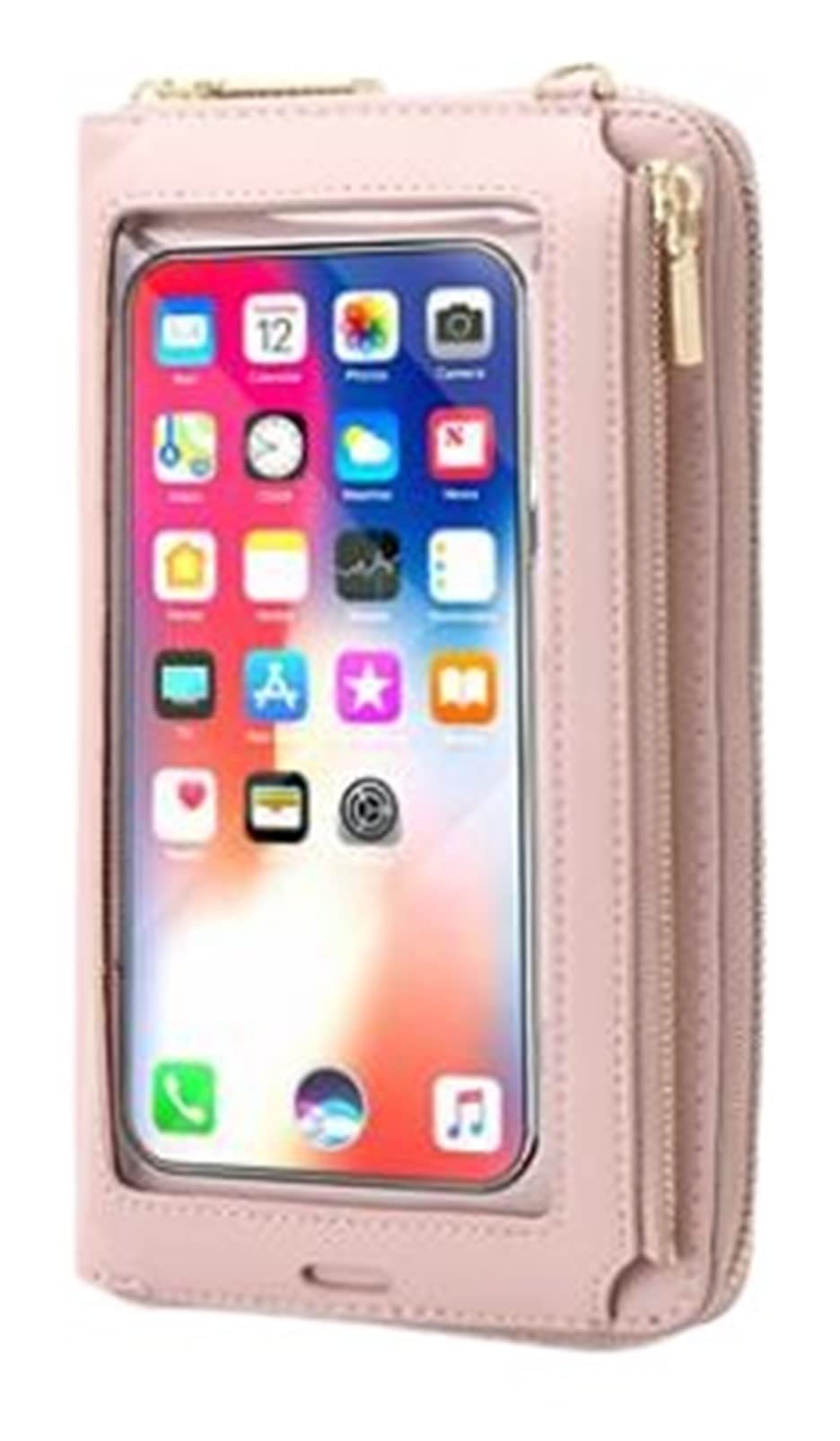 【送料無料】[toasoa] お財布 ショルダー スマホ ポシェット ポーチ 縦型 横型 入れたまま 操作 色：ピンク