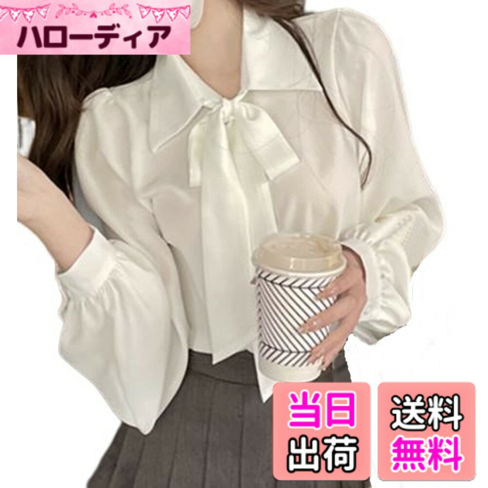 【送料無料】[toasoa] ブラウス リボン 付き 白 ボウタイ シャツ 襟 付き レディース 長袖 色：ホワイト、サイズ：M