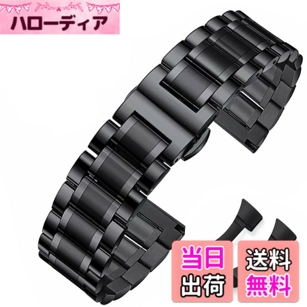 [Free Shipping] [HEYOZURY] Watch Band Stainless Steel Metal Band Metal Belt 18mm 19mm 20mm 21mm 22mm 24mm Two Interfaces Bend and Vertical Solid Steel Watch Strap Replacement Strap Tool Included Gold Black Silver Color: Black, Size: 21mm