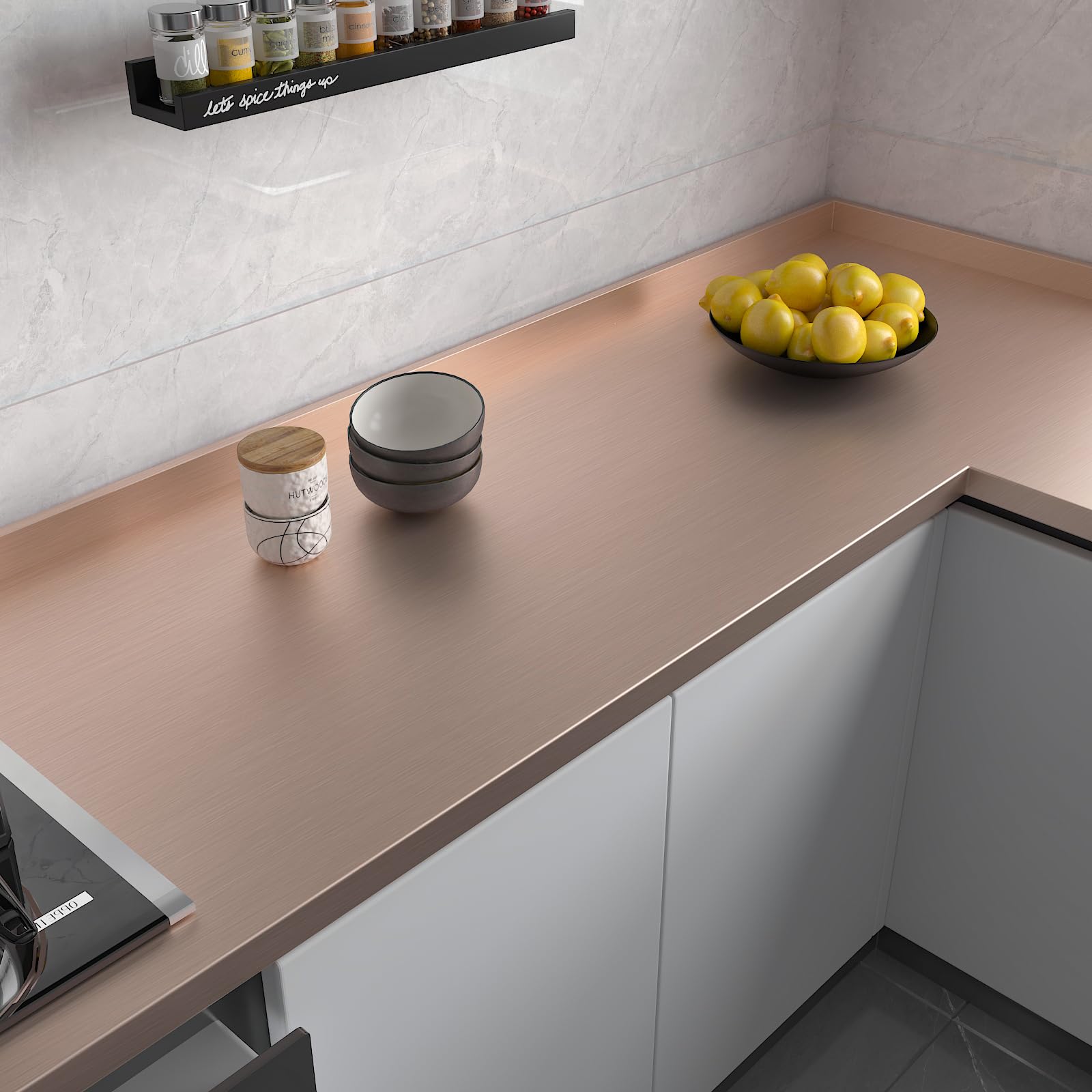 【送料無料】CHIHUT 壁紙 補修 壁紙シール 艶消し ウォールステッカー リメイクシート 金属質感 はがせる リフォーム おしゃれ エレガント 装飾 壁飾り インテリア 模様替え のり付き 防水 油汚れ防止 お手入れ簡単 透けない DIY 色：ローズゴールド、サイズ：45x600cm