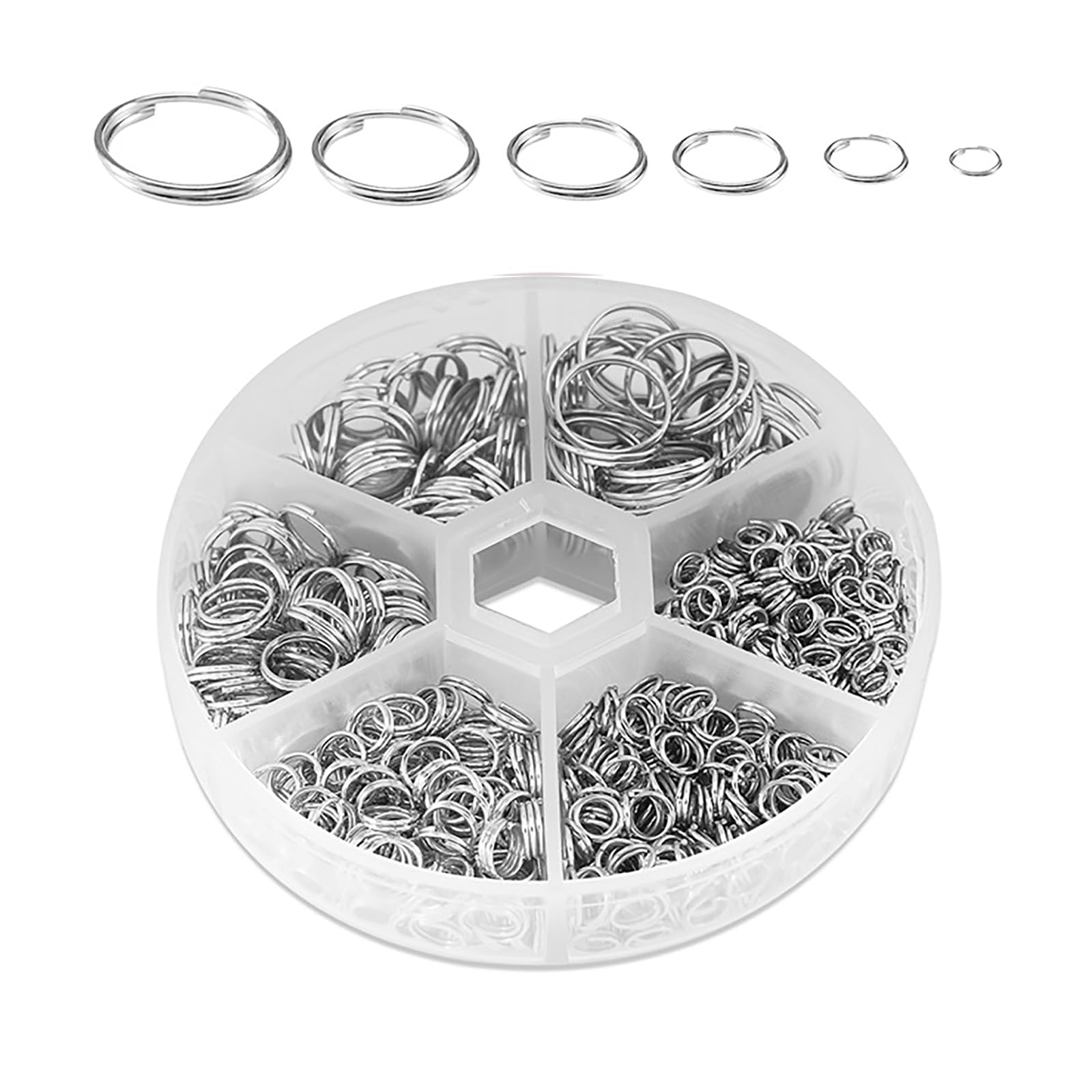 【送料無料】二重丸カン 4-10mm 6種 二重カン 二重リング ジャンプリング 丸カン 金具 丸カン 二重 基礎パーツ キーホルダー パーツ 鉄製 手芸用品 DIY用 クラフト用品 ピアス ハンドメイド ネックレス ブレスレット Topatrol 色：シルバー