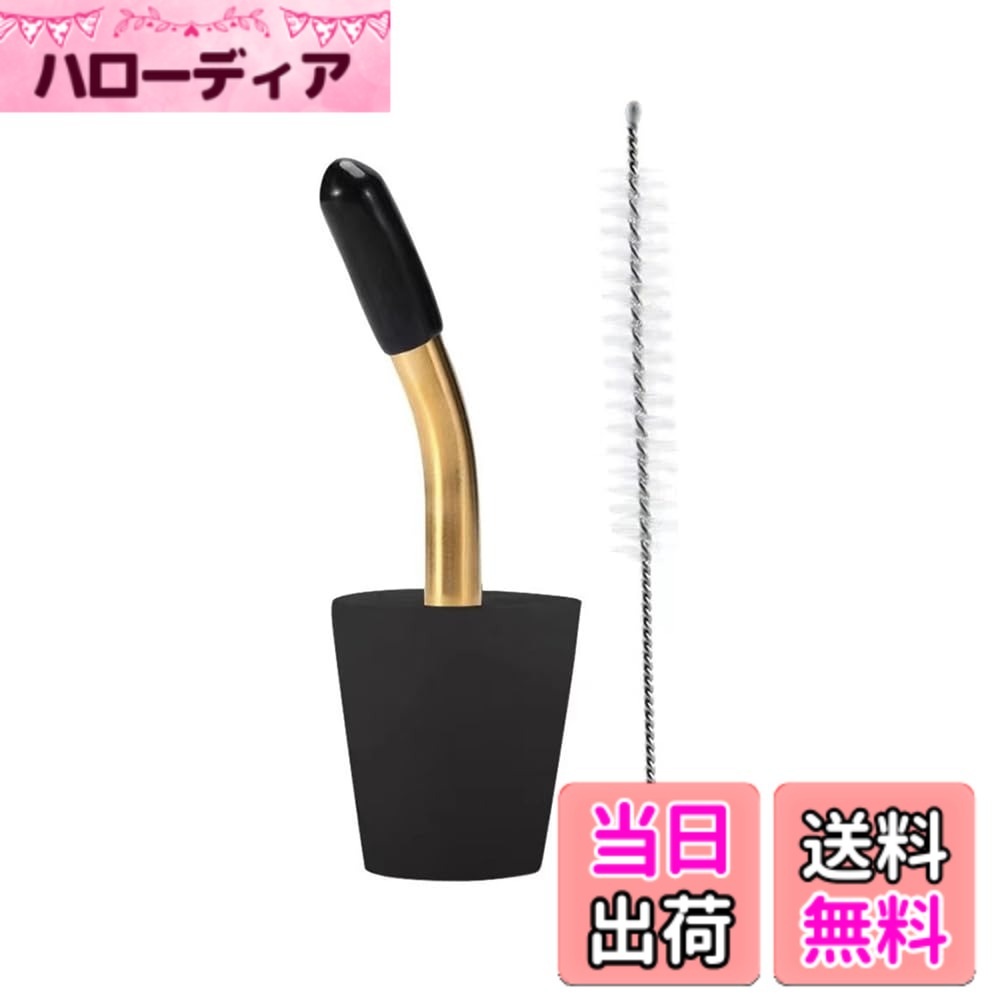 【送料無料】ドリップノズル ケトル ドリップ 注ぎ口 スキッター トランギアケトル trangia 対応 アウトドア キャンプ コーヒー ソソグ 用 洗浄ブラシ付き（-40度-250度）耐食性/耐酸性/耐アルカリ性、注ぎ口ゲージ 色：F-黒いポットスポット+ほこりよけキャップ+ブラシ