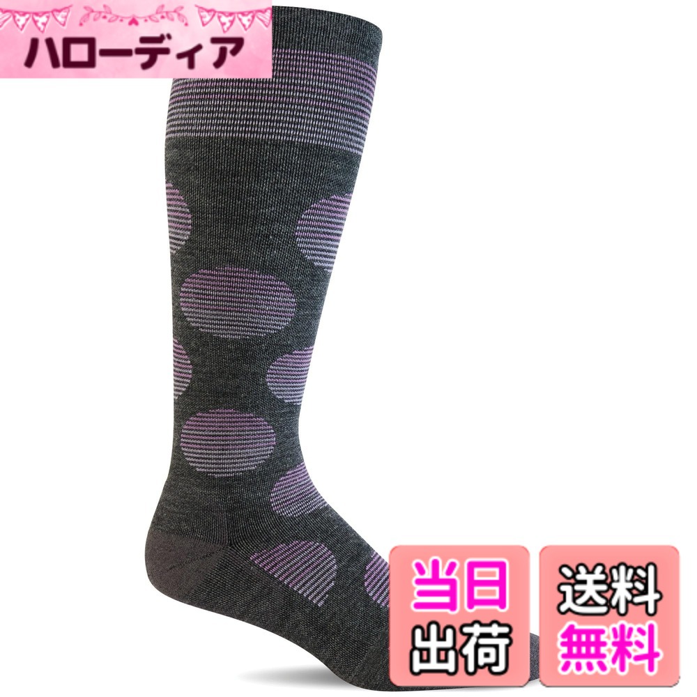 【送料無料】[ソックウェル] メリノウール 着圧 ソックス 【FEATHERWEIGHT DOT】 色：チャコール、サイズ：S-M