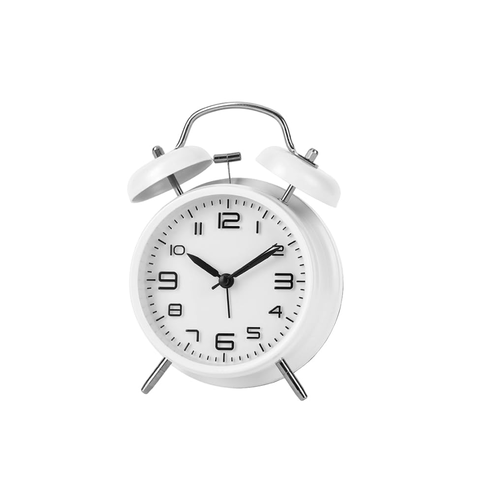 【送料無料】目覚まし時計 大音量目覚まし時計振動 卓上時計連続秒針付き静かな時計時計絶対ウェイク時計シンプルなナチュラル卓上時計 寝室 リビングルーム目覚まし時計 色：ブラック、サイズ：ホワイト