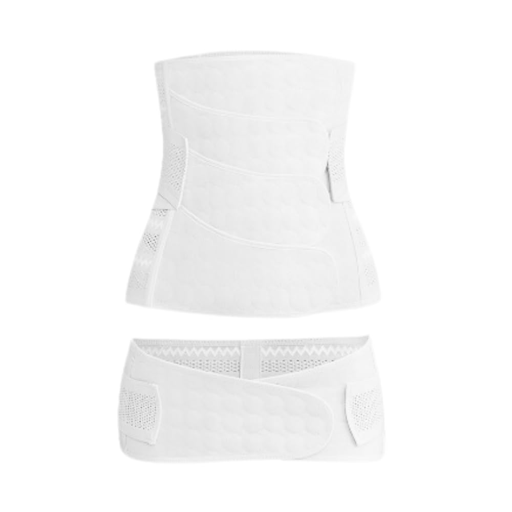【送料無料】[Tropchou] 腰ベルト 骨盤ベルト コルセット 腰 骨盤 お腹 産後 サポーター ダブルサポート 2点セット 色：ホワイト、サイズ：L