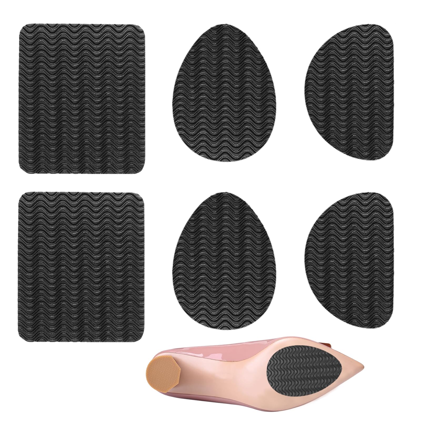 【送料無料】Topatrol 靴底滑り止めパッド 靴底保護パッド 滑り止め 靴底グリップ 男女兼用 滑り止めステッカー 自己粘着 【 3ペア 6枚 2.8mm厚 リップルテクスチャー】 靴底プロテクター スベリ止め 靴底保護 アクセサリー 貼るだけ 高粘着両面テープ付き 色：ブラック